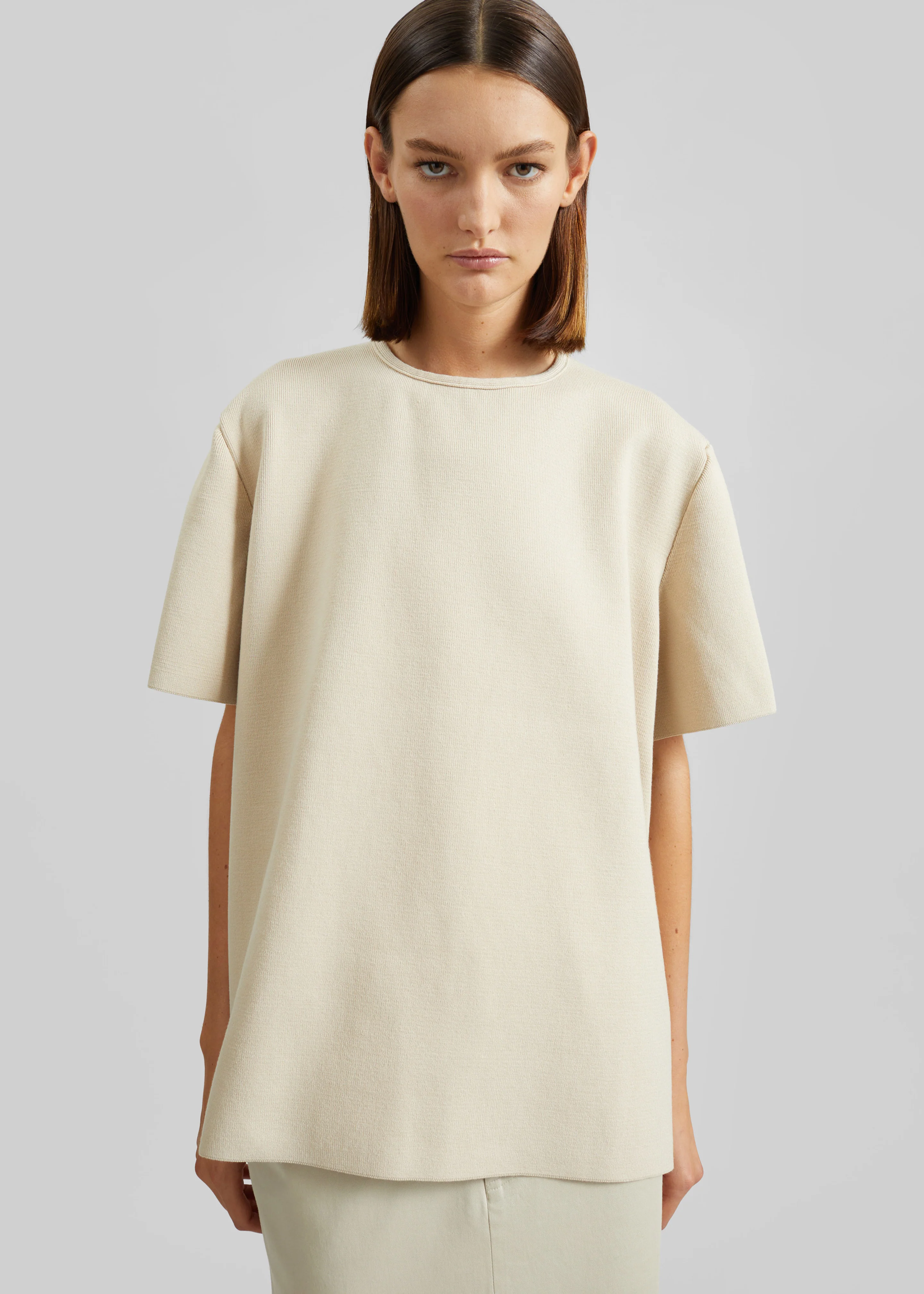 Leni Knit Oversized Top - Beige - Image 4