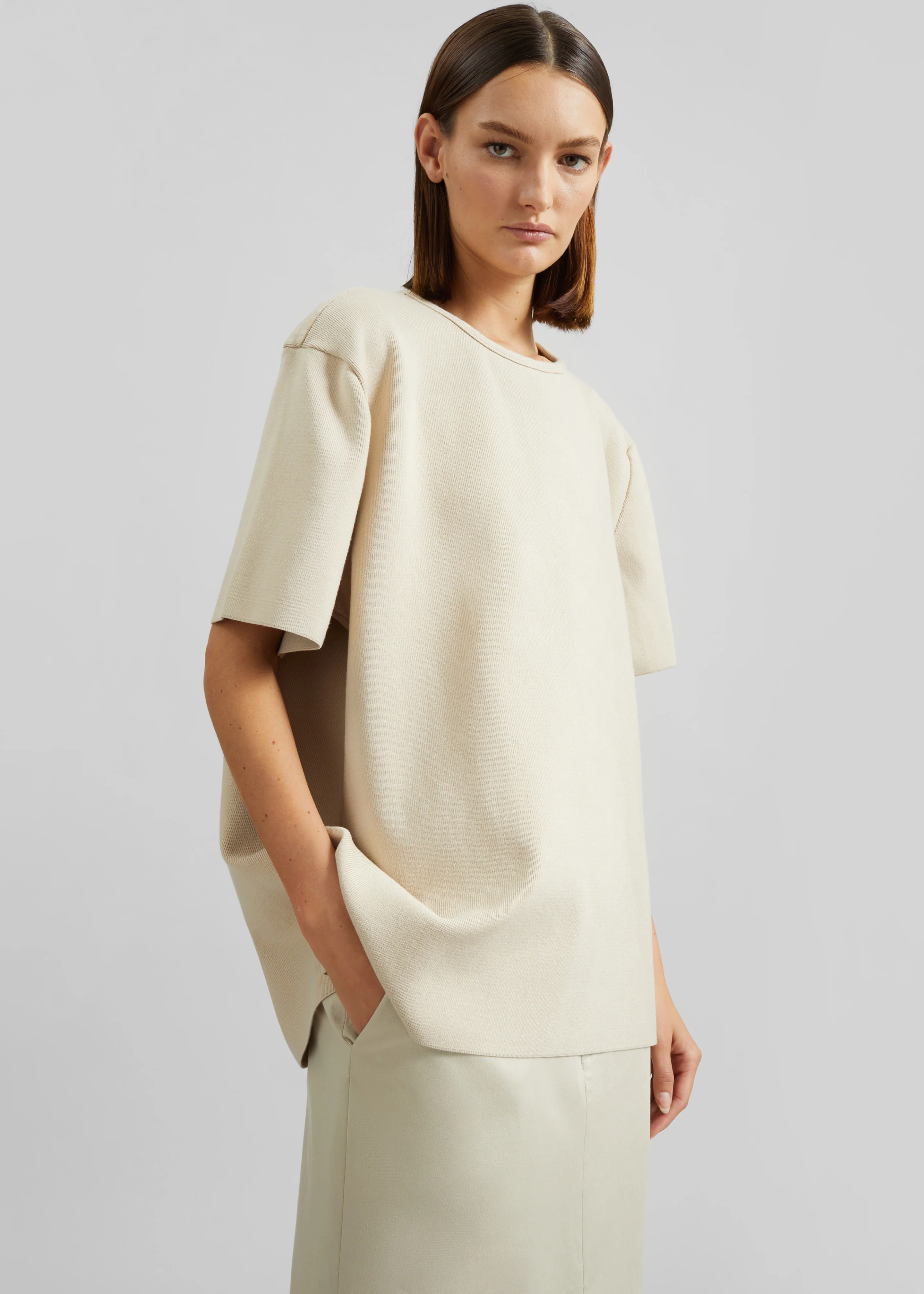 Leni Knit Oversized Top - Beige - Image 5