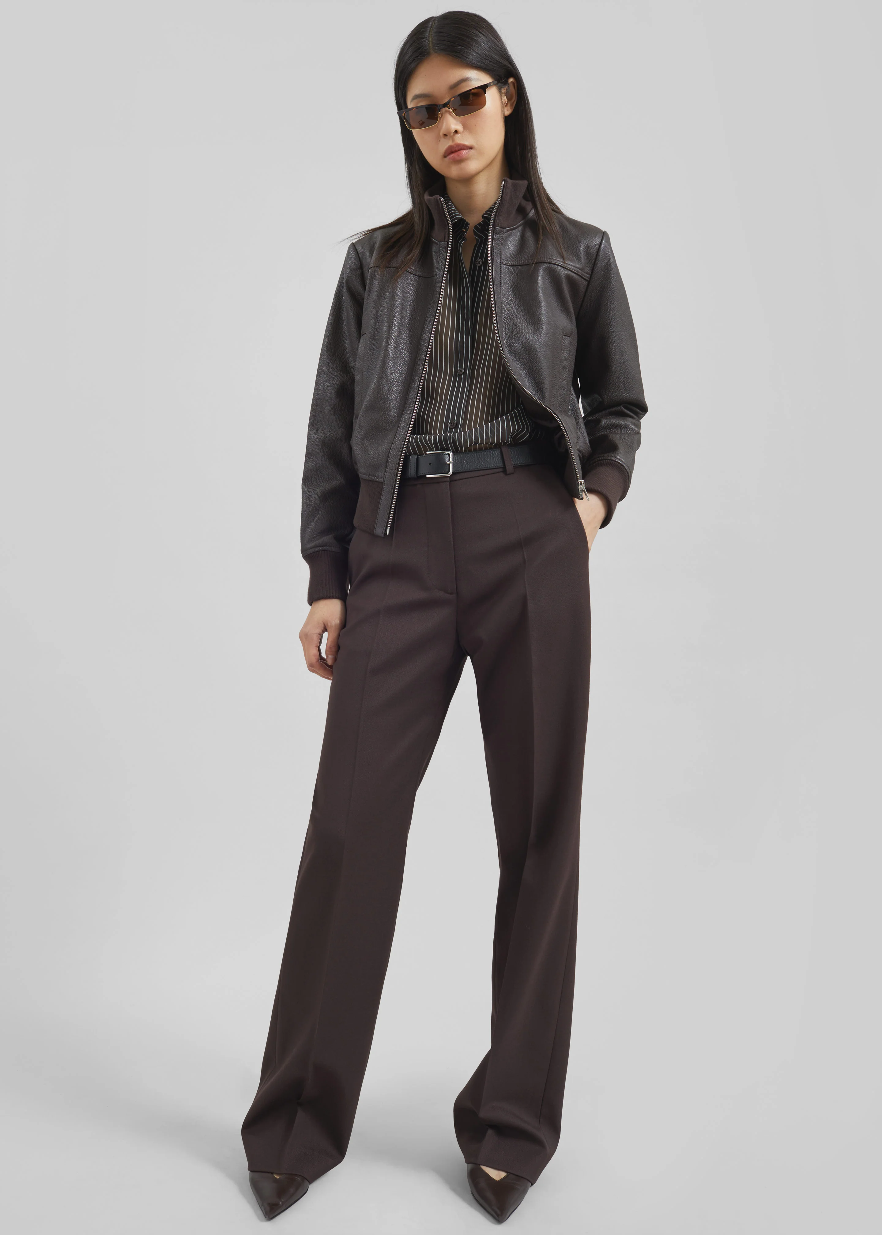 Lenora Straight Trousers - Brown - Image 5