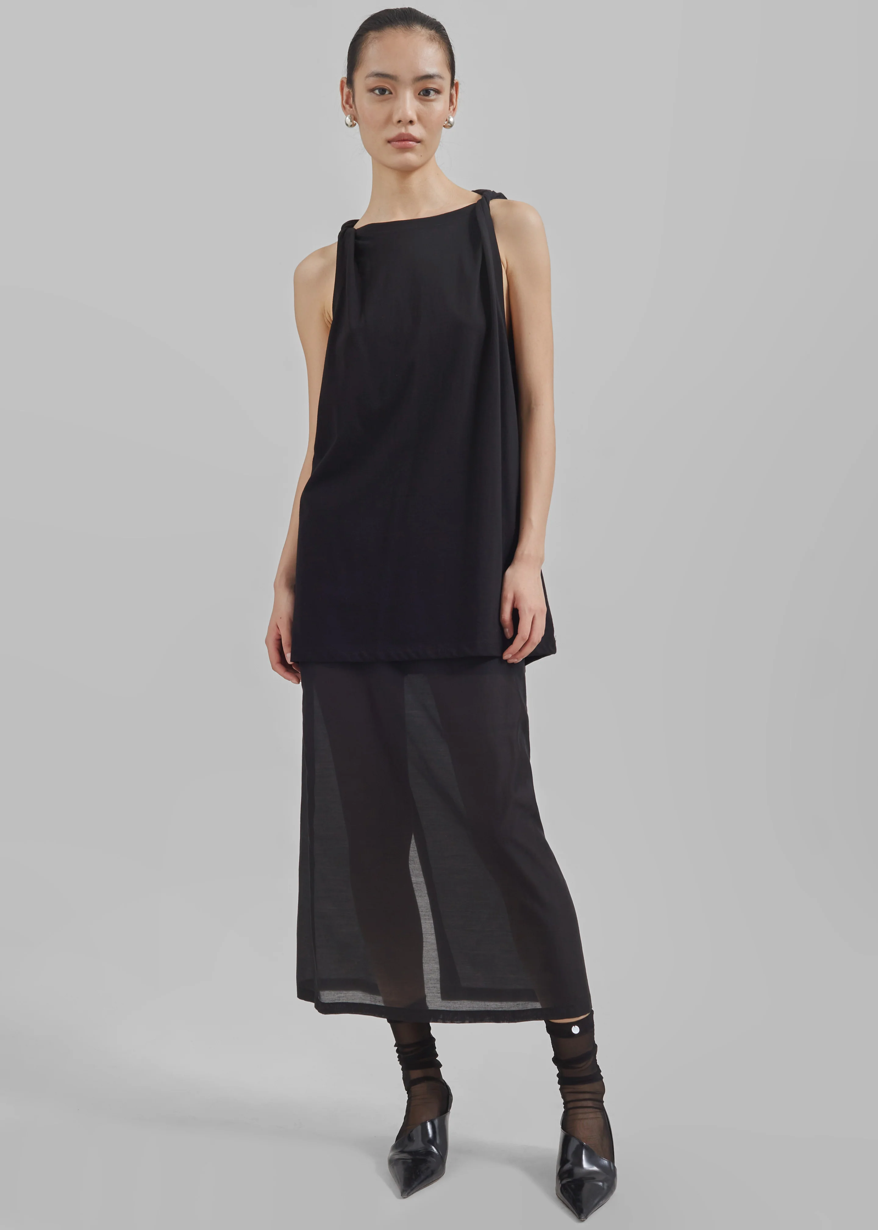 Lenore Semi Sheer Midi Skirt - Black - Image 4