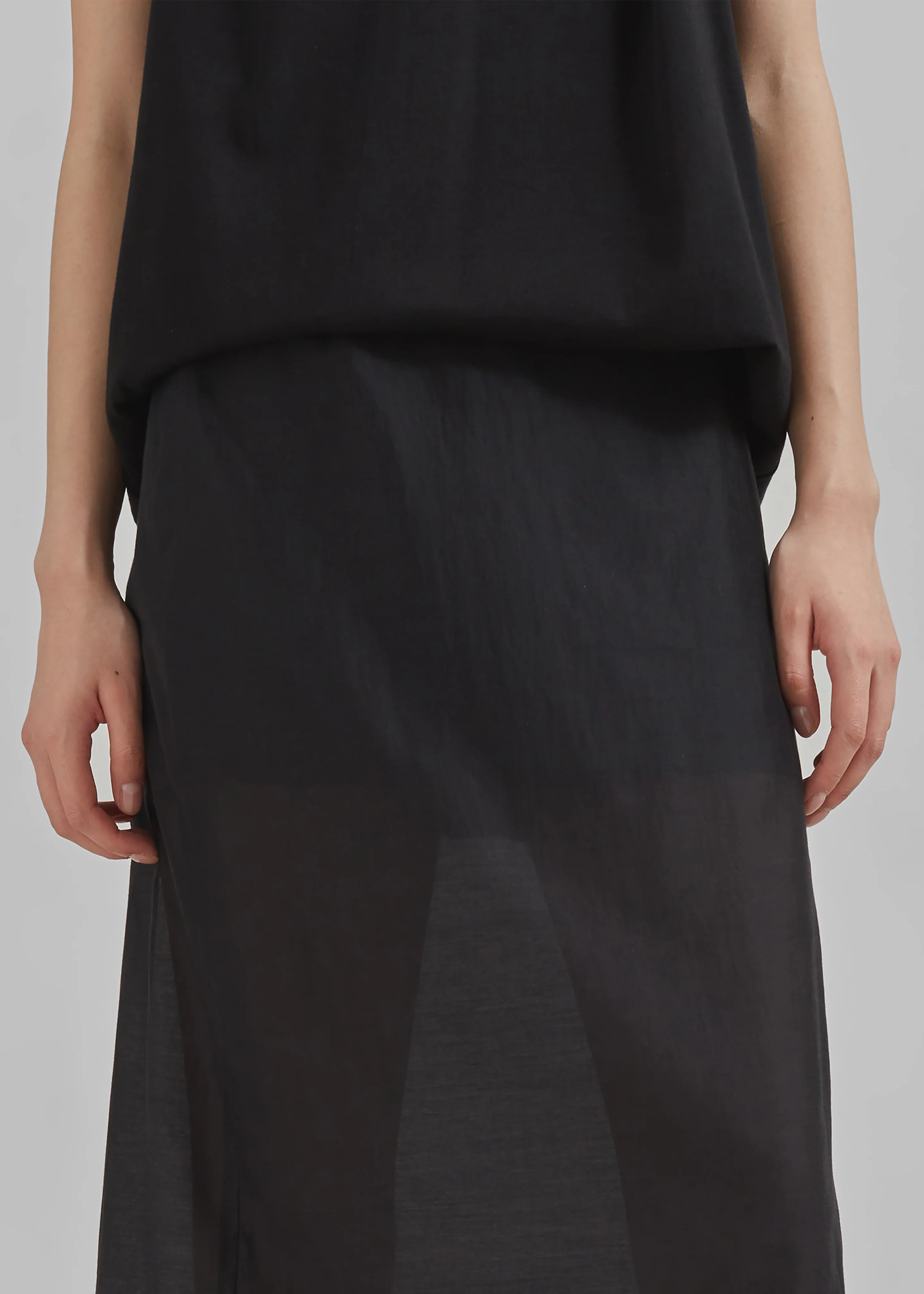 Lenore Semi Sheer Midi Skirt - Black - Image 5