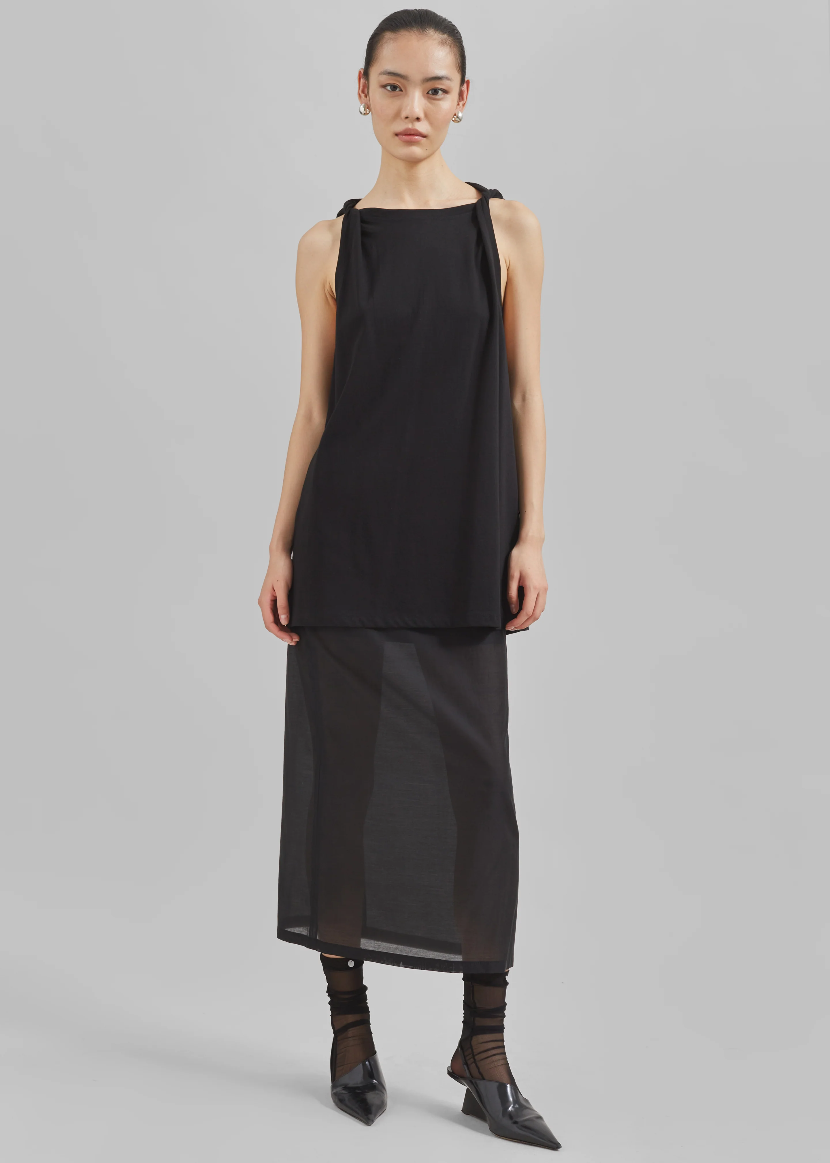 Lenore Semi Sheer Midi Skirt - Black - Image 7