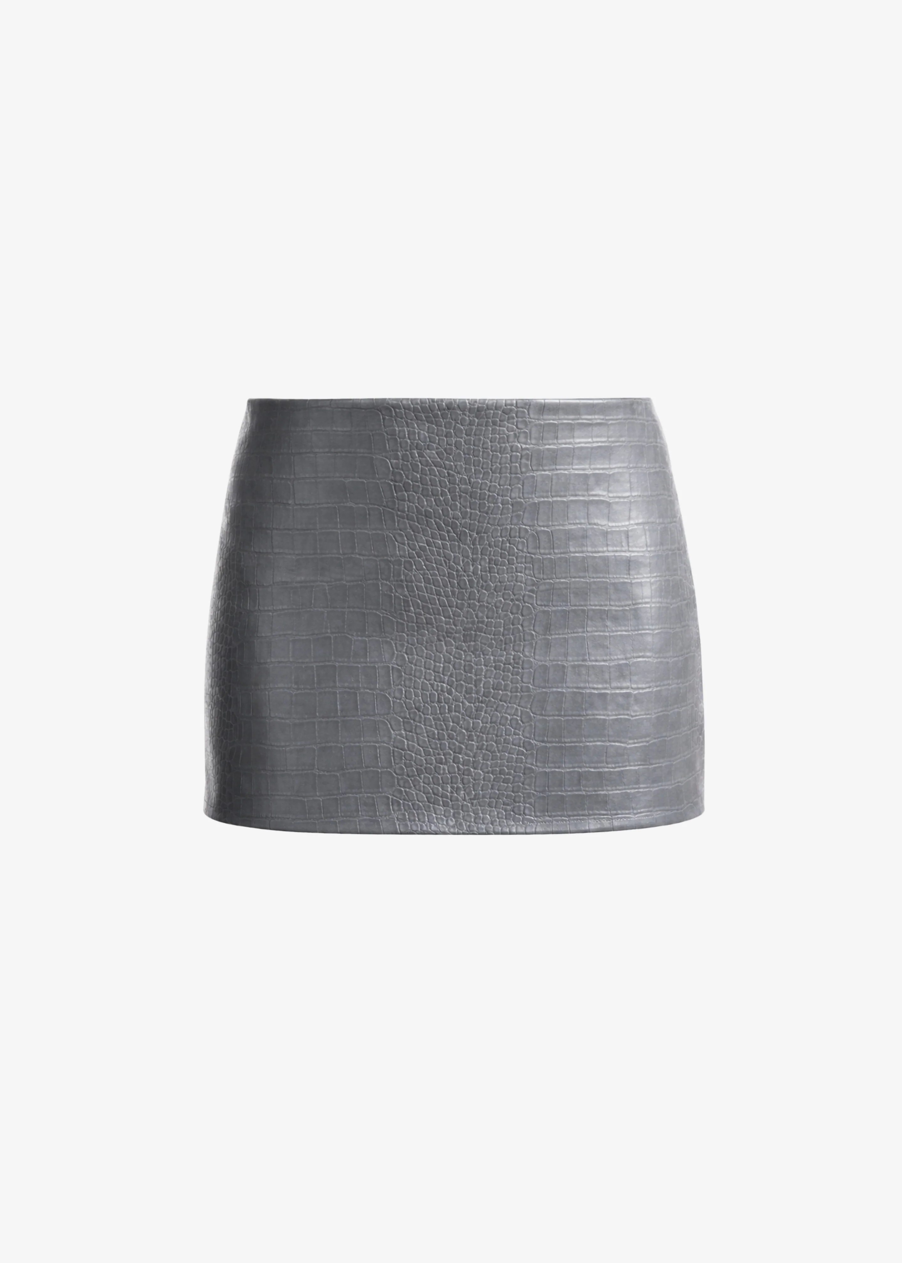 Leona Croc Faux Leather Mini Skirt - Grey - Image 9