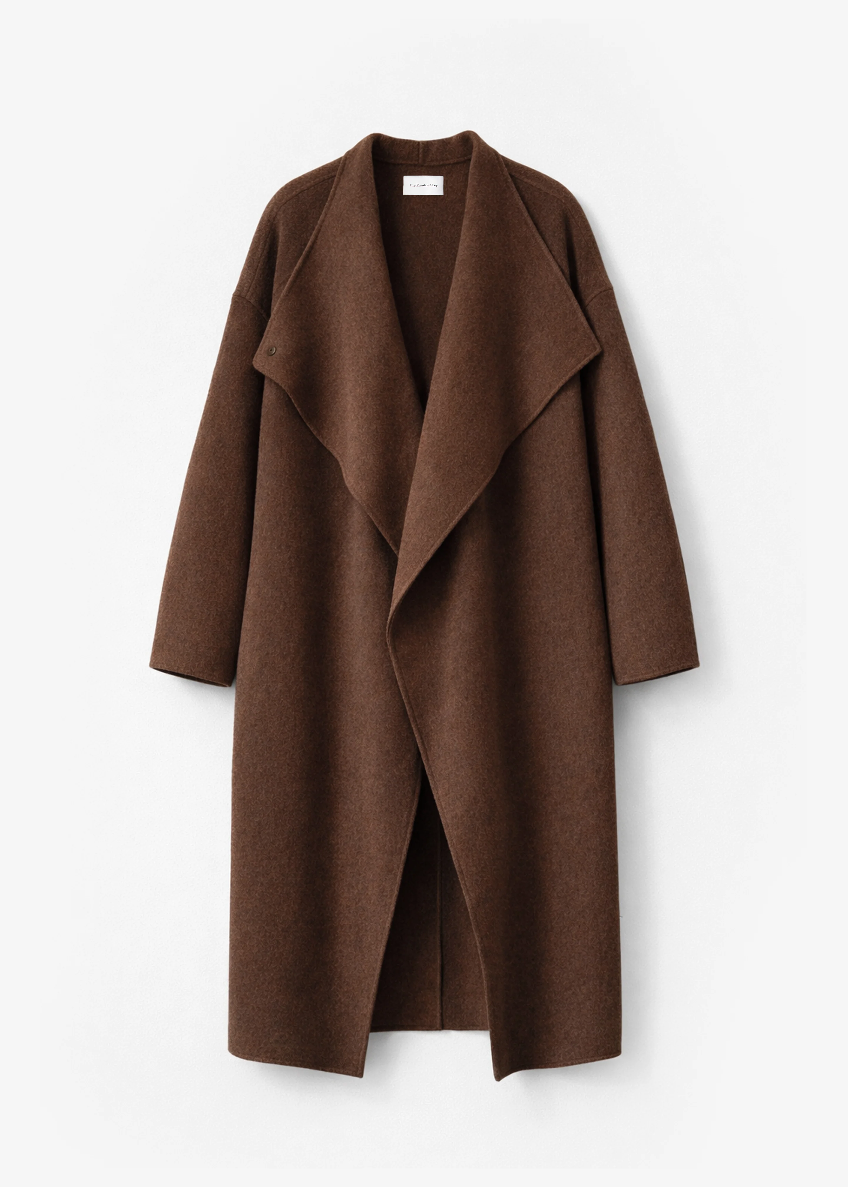 Leroy Funnel Neck Wool Coat - Brown Melange - Image 7