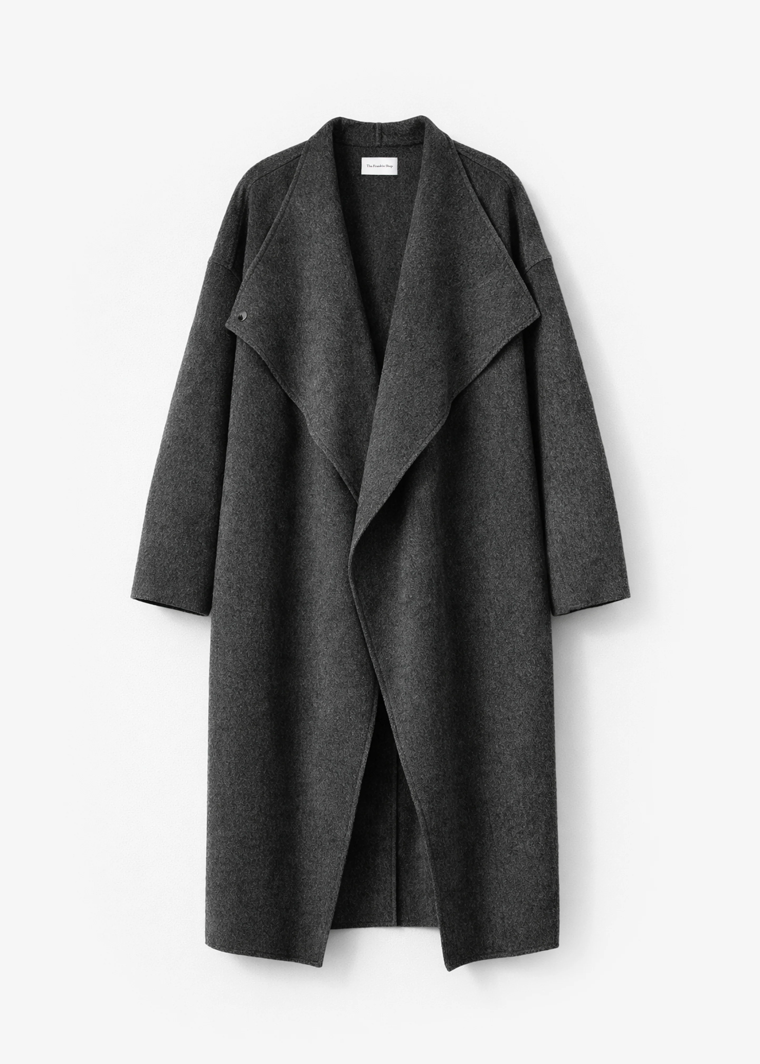 Leroy Funnel Neck Wool Coat - Dark Grey Melange - Image 7