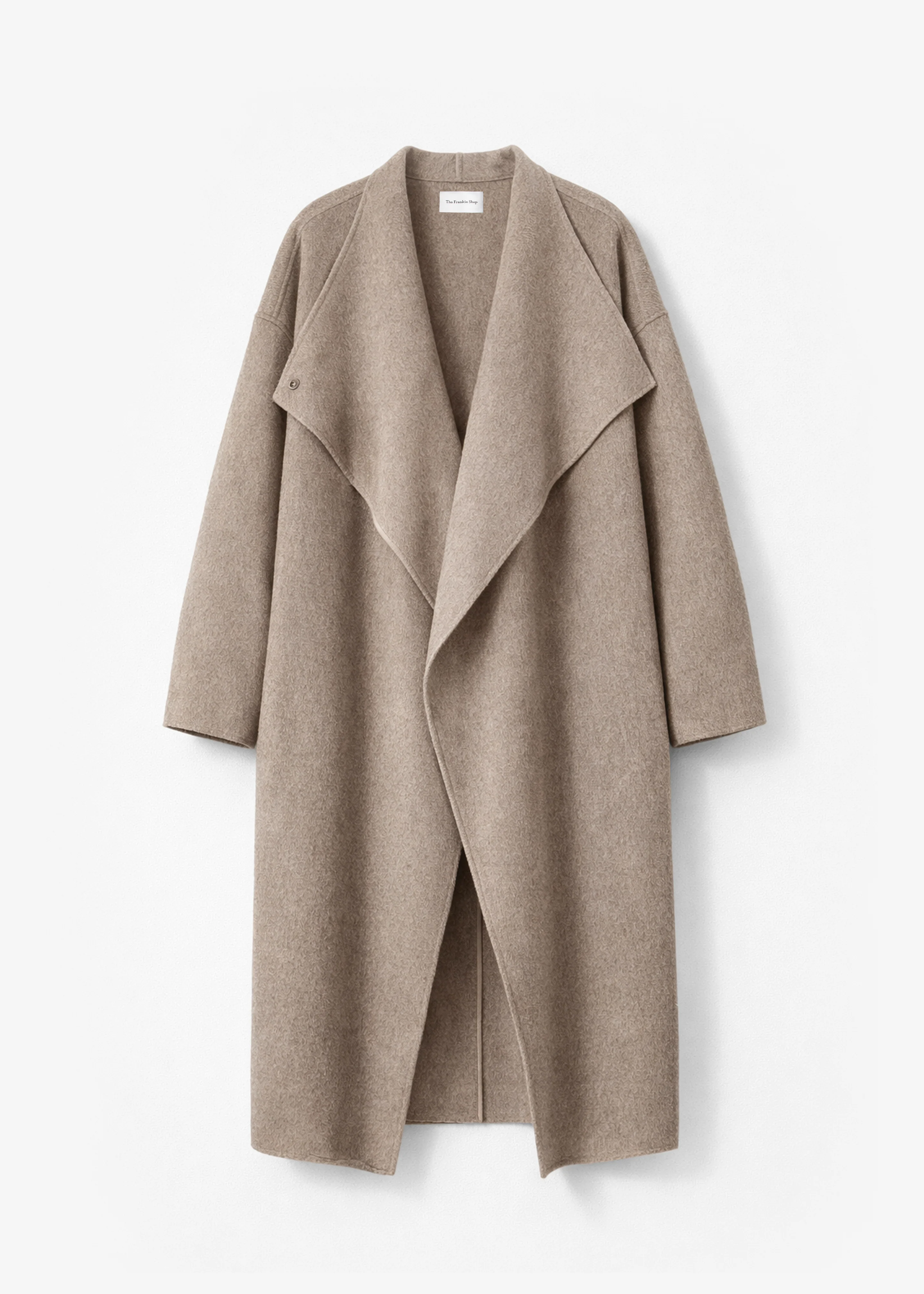 Leroy Funnel Neck Wool Coat - Taupe Melange - Image 6