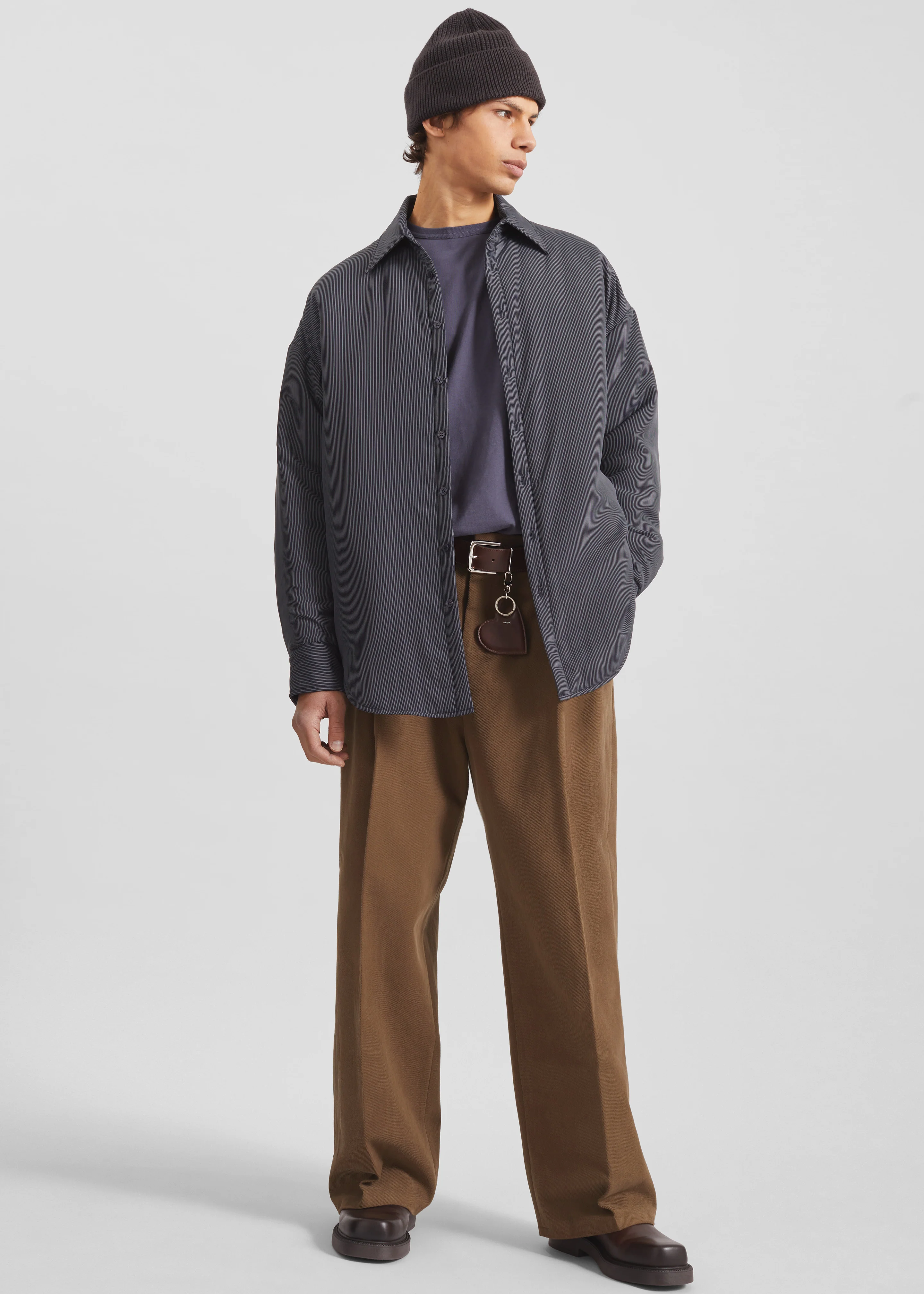 Levidi Padded Overshirt - Navy/White Pinstripe - Image 2