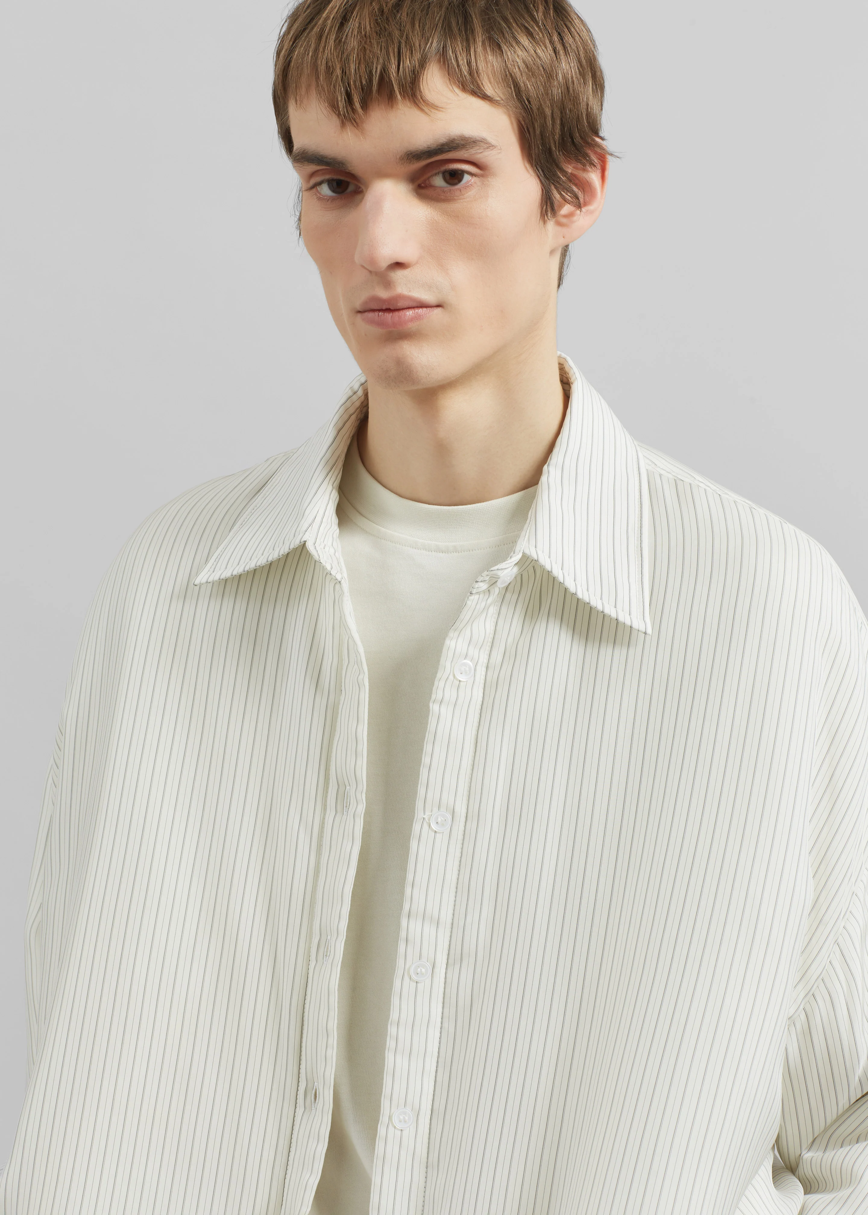 Levidi Padded Overshirt - White/Black Stripe - Image 2