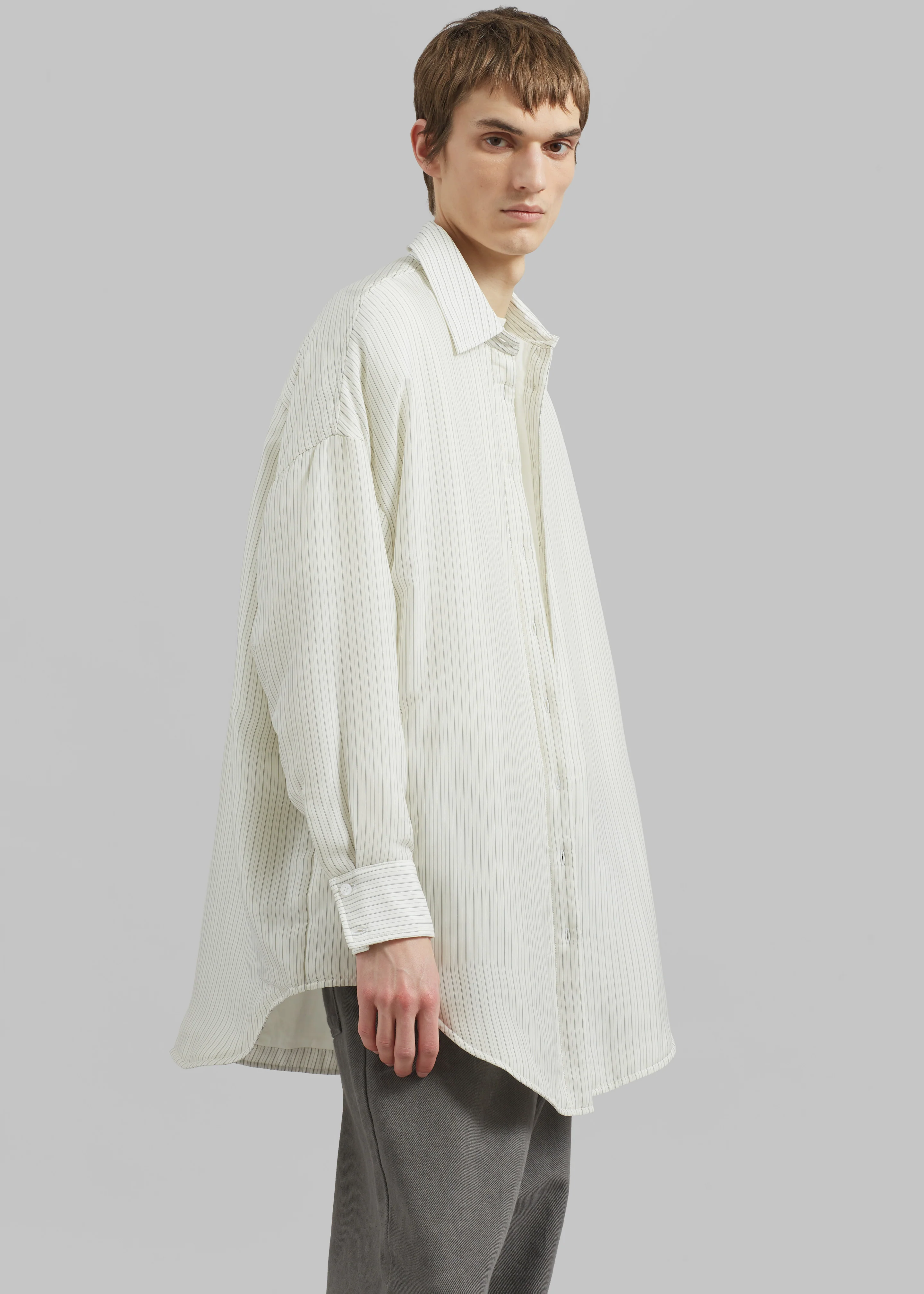 Levidi Padded Overshirt - White/Black Stripe - Image 6