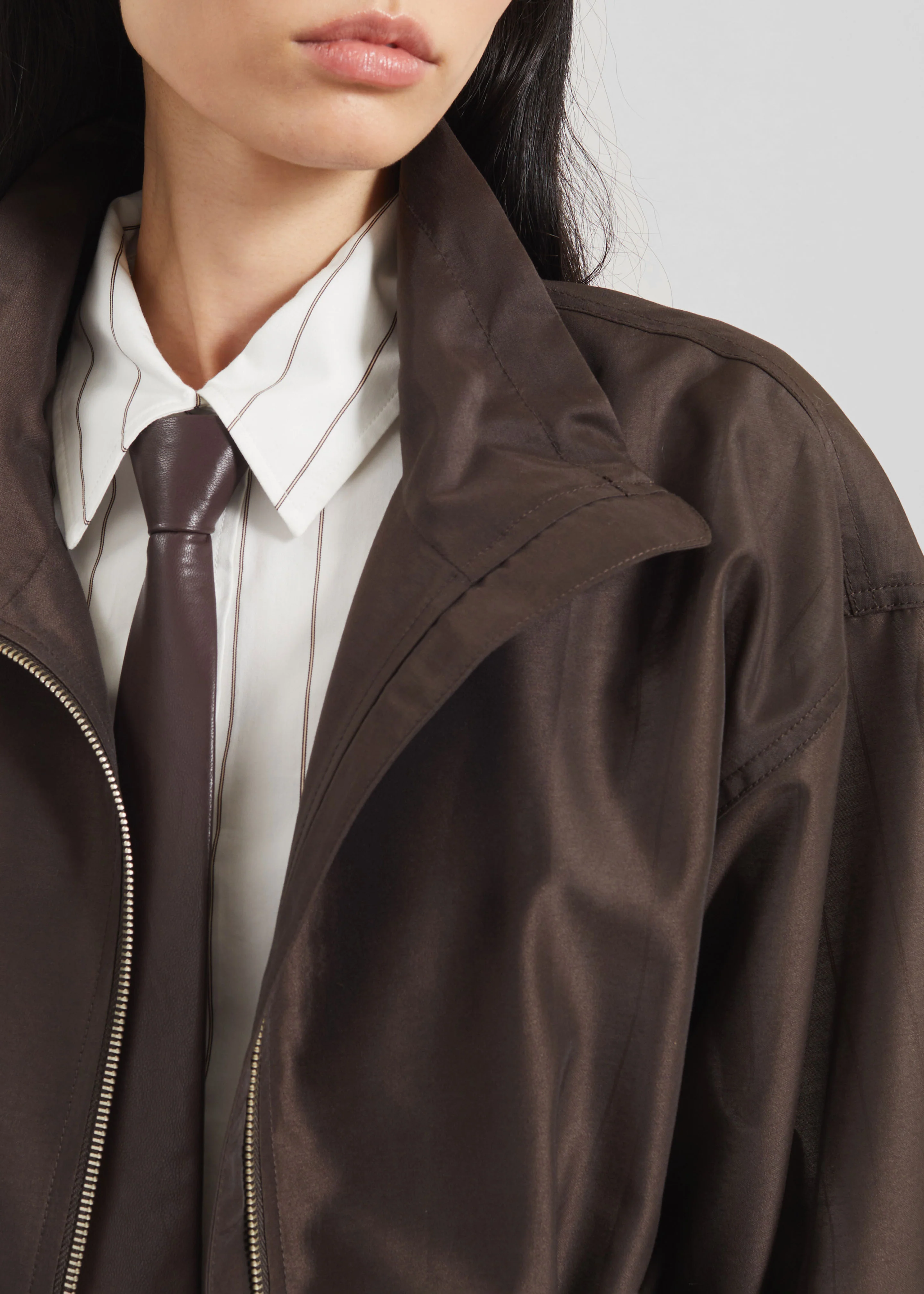 Linares Sheer Drawstring Jacket - Brown - Image 8