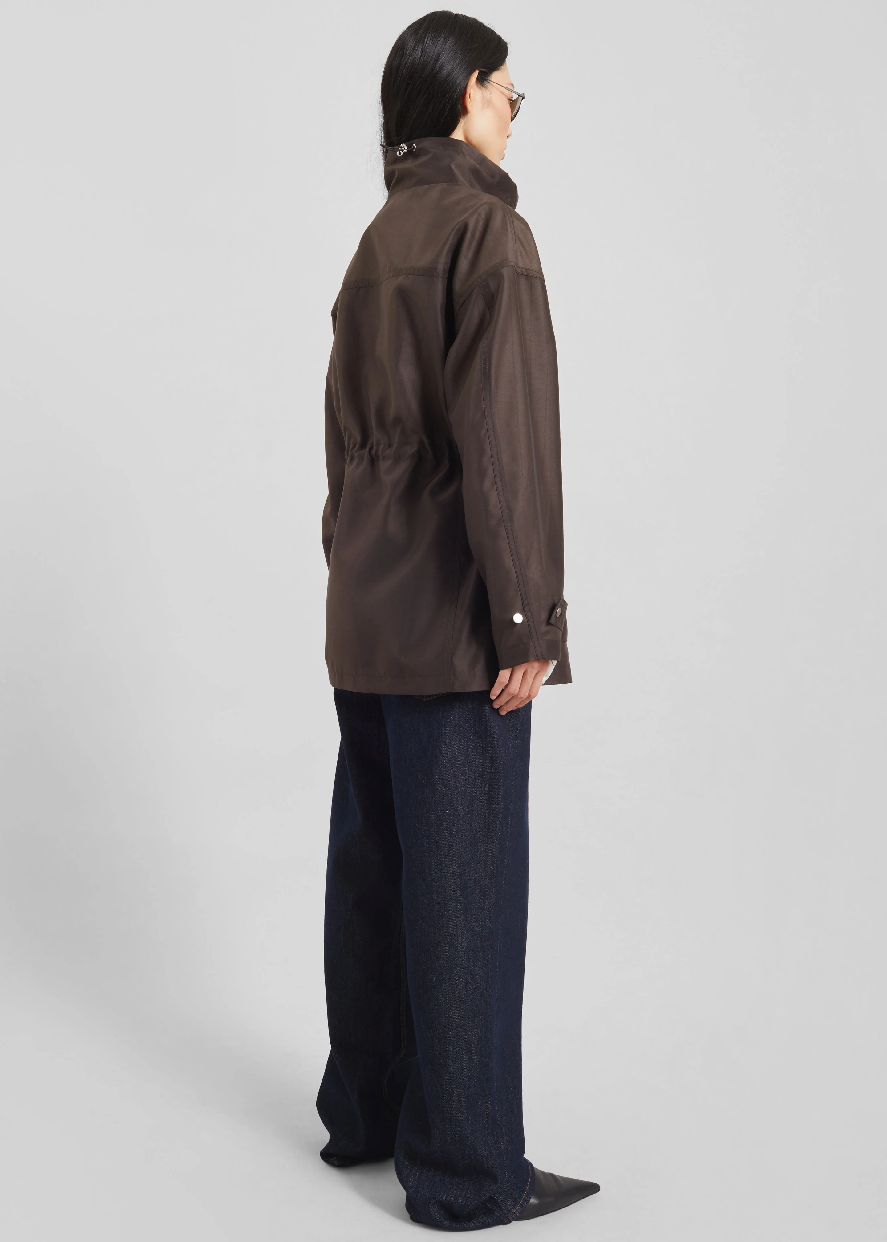 Linares Sheer Drawstring Jacket - Brown - Image 9