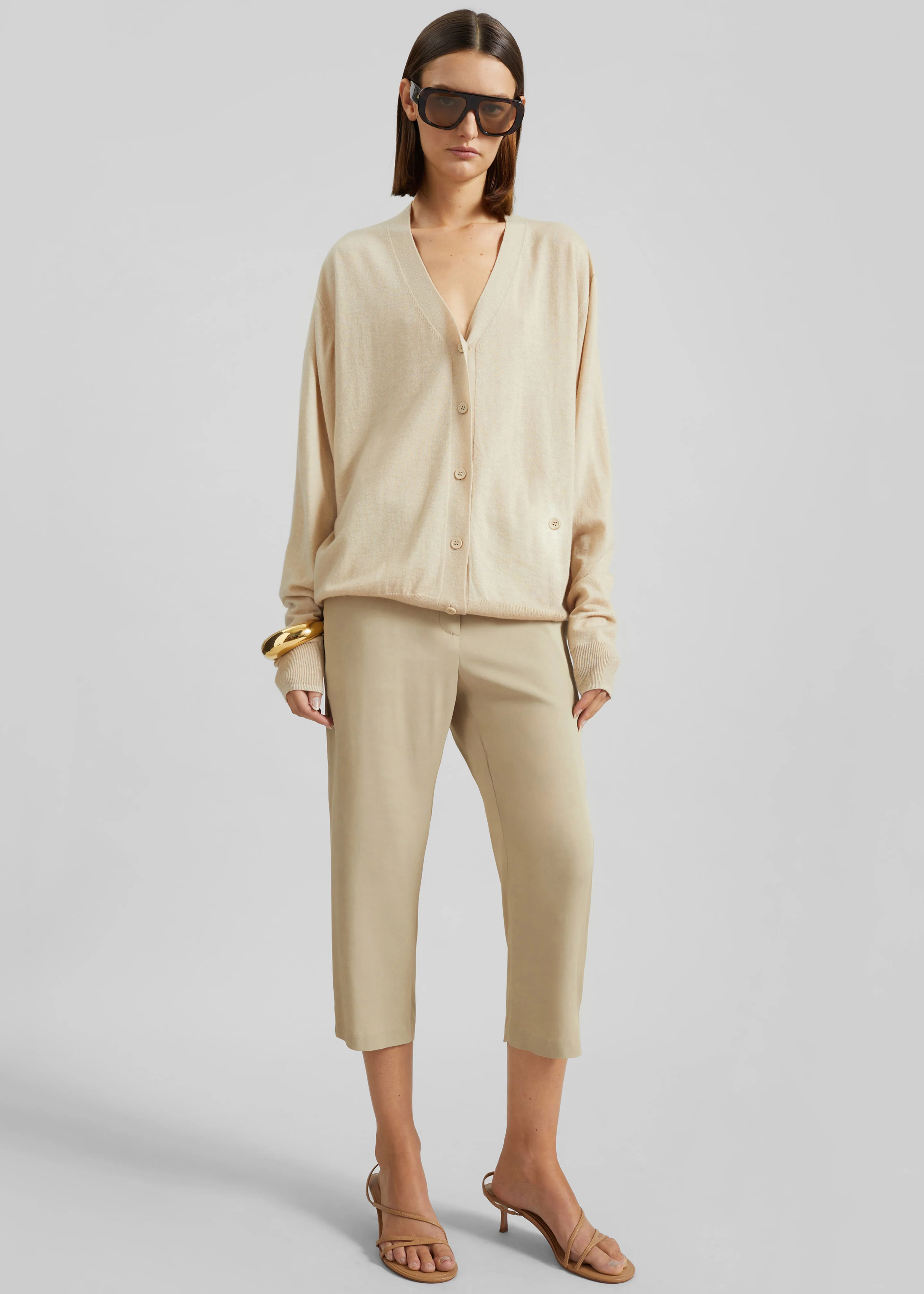 Lior Fluid Capri Pants - Beige - Image 6