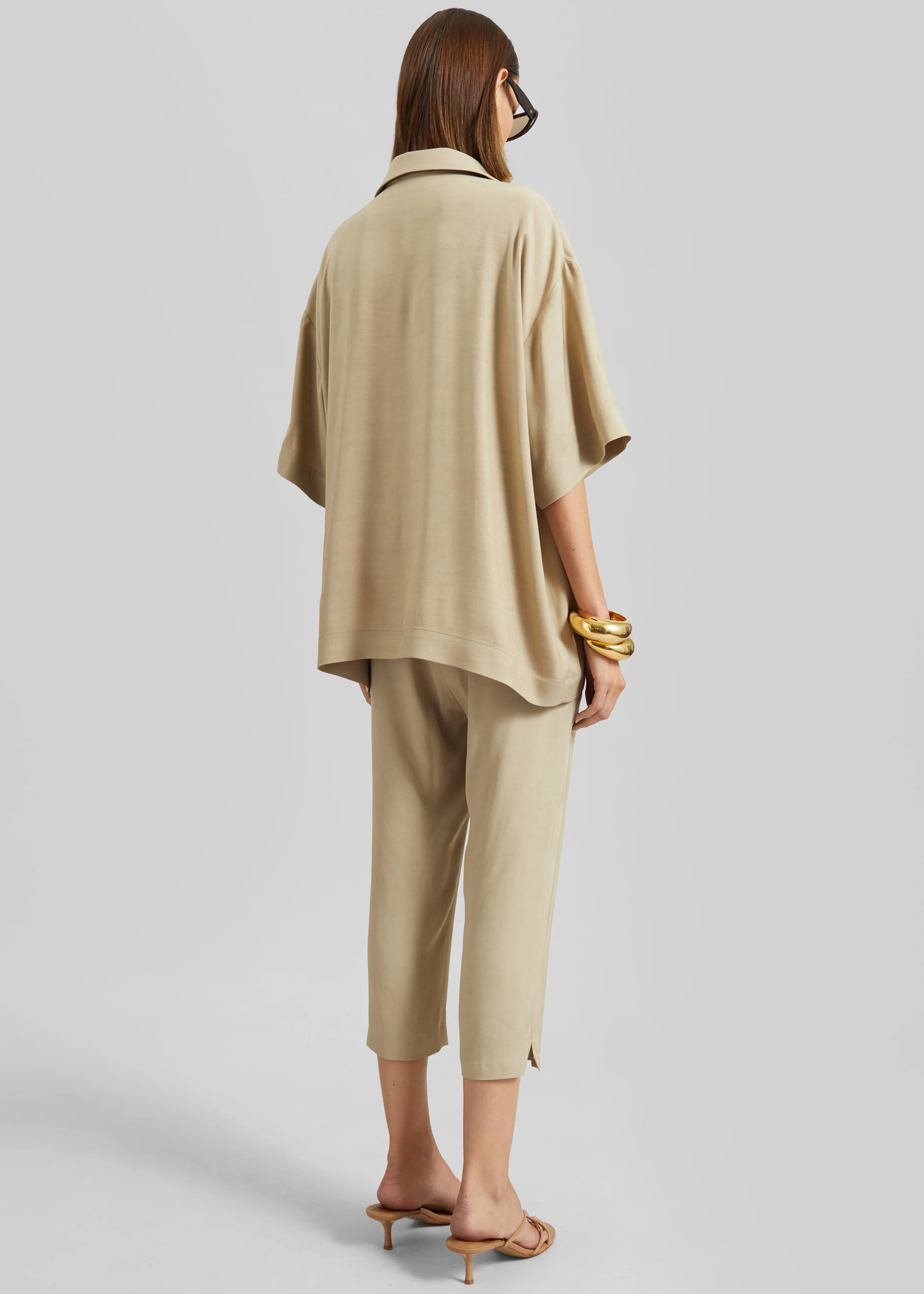 Lior Fluid Capri Pants - Beige - Image 8
