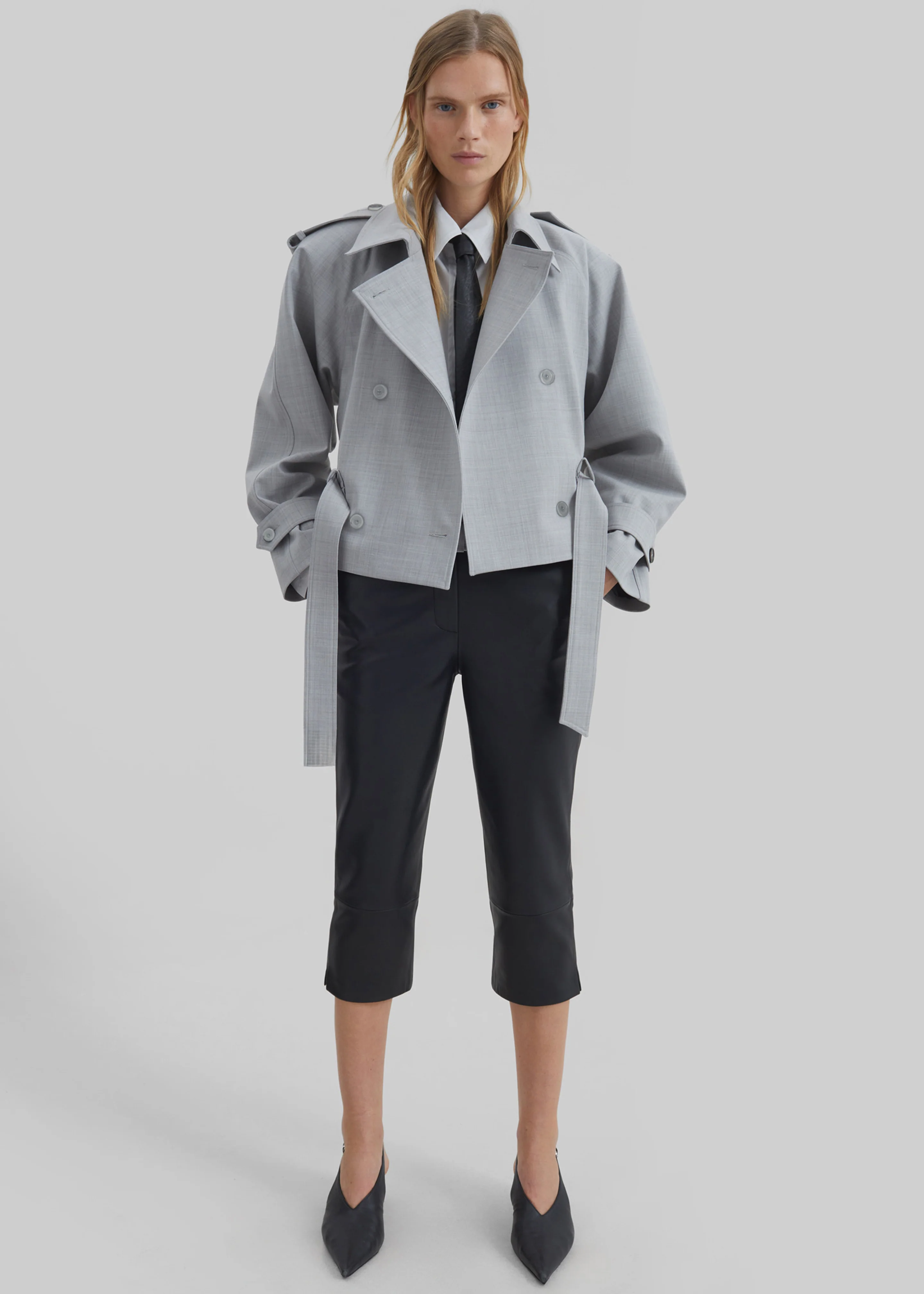 Lior Leather Capri Pants - Black - Image 3