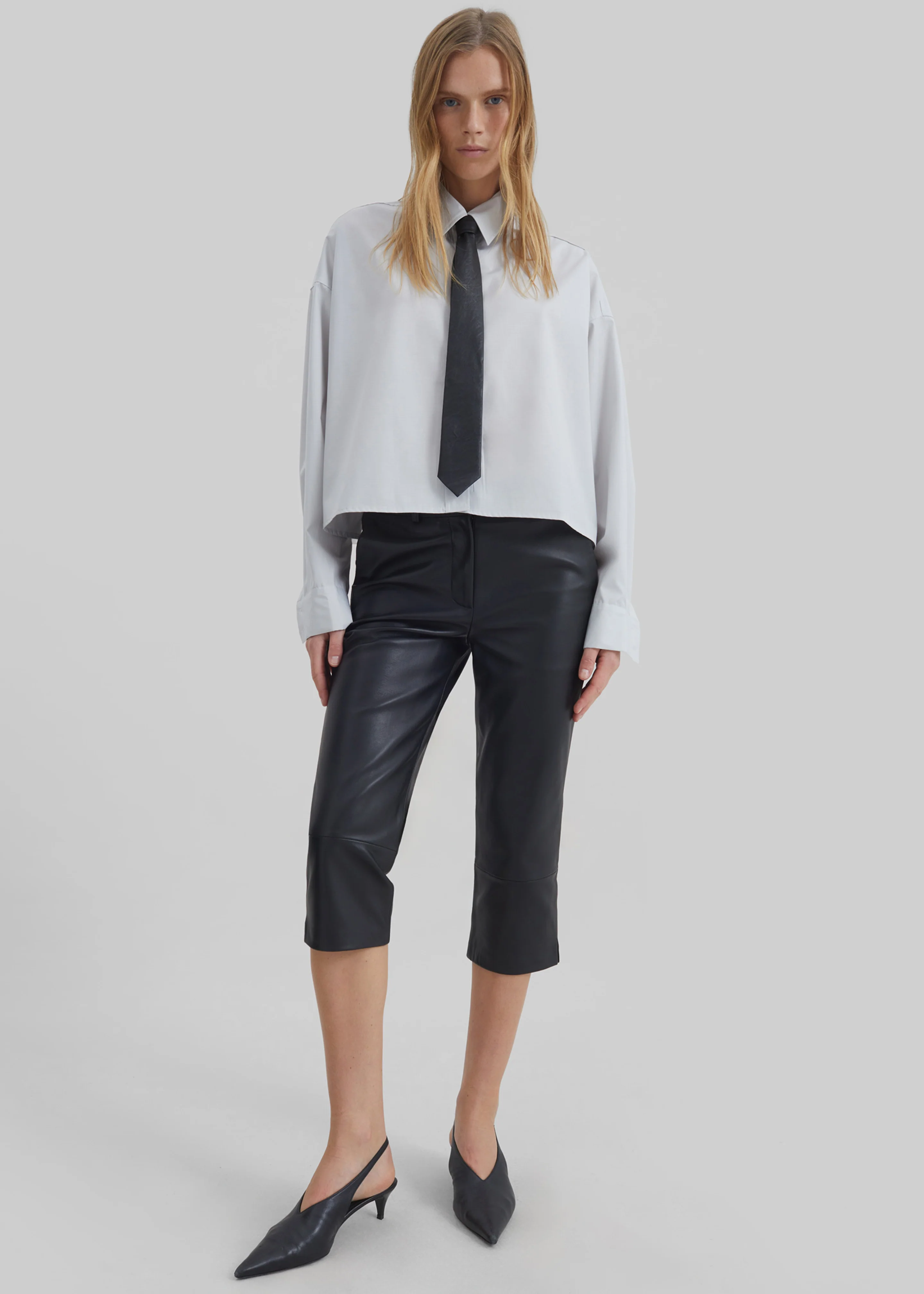 Lior Leather Capri Pants - Black - Image 6