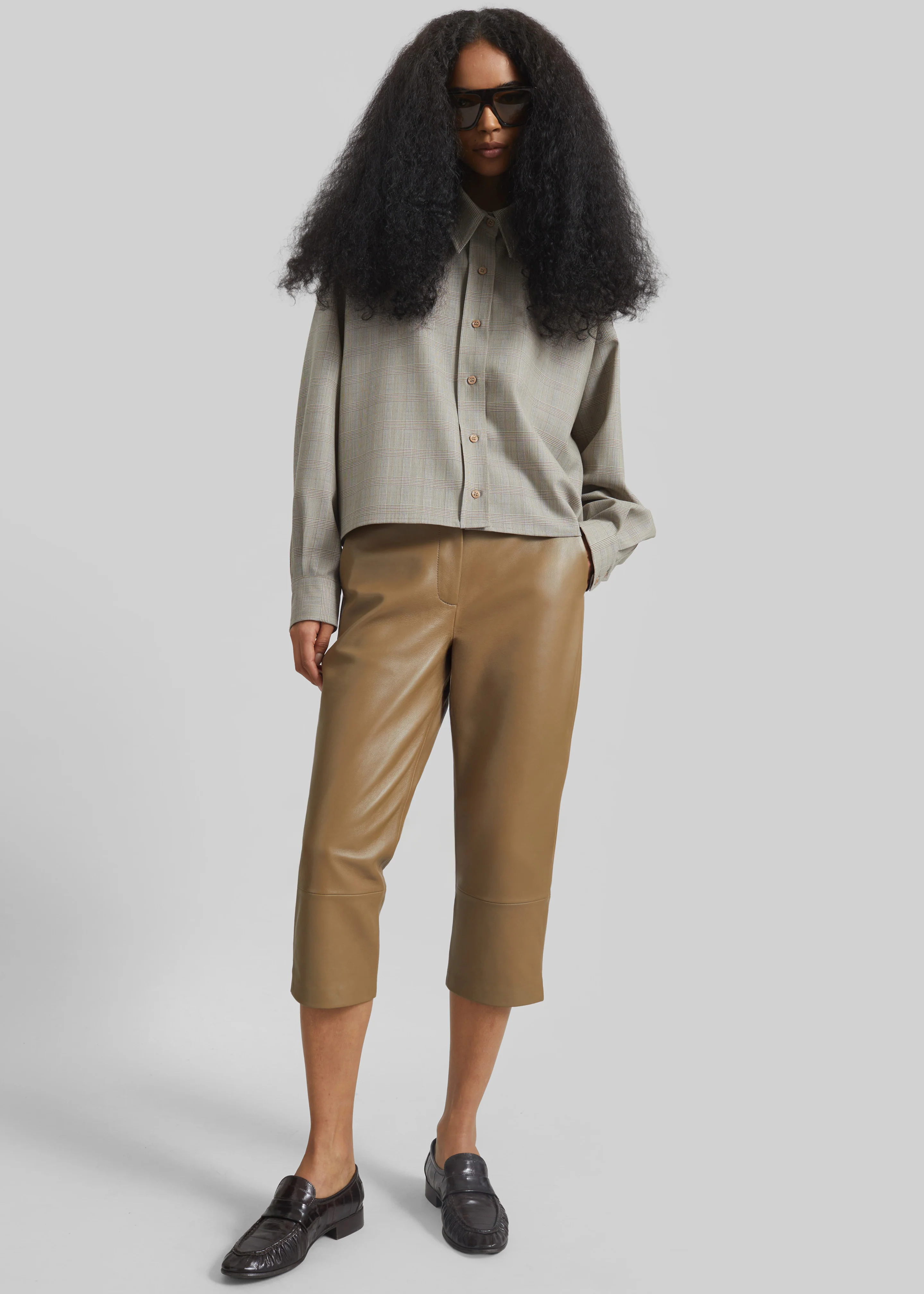 Lior Leather Capri Pants - Camel - Image 8
