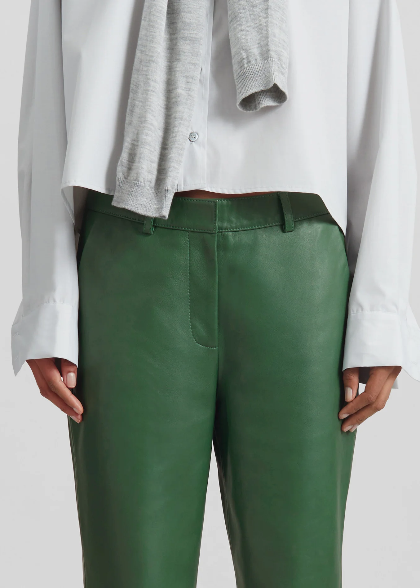 Lior Leather Capri Pants - Emerald - Image 4