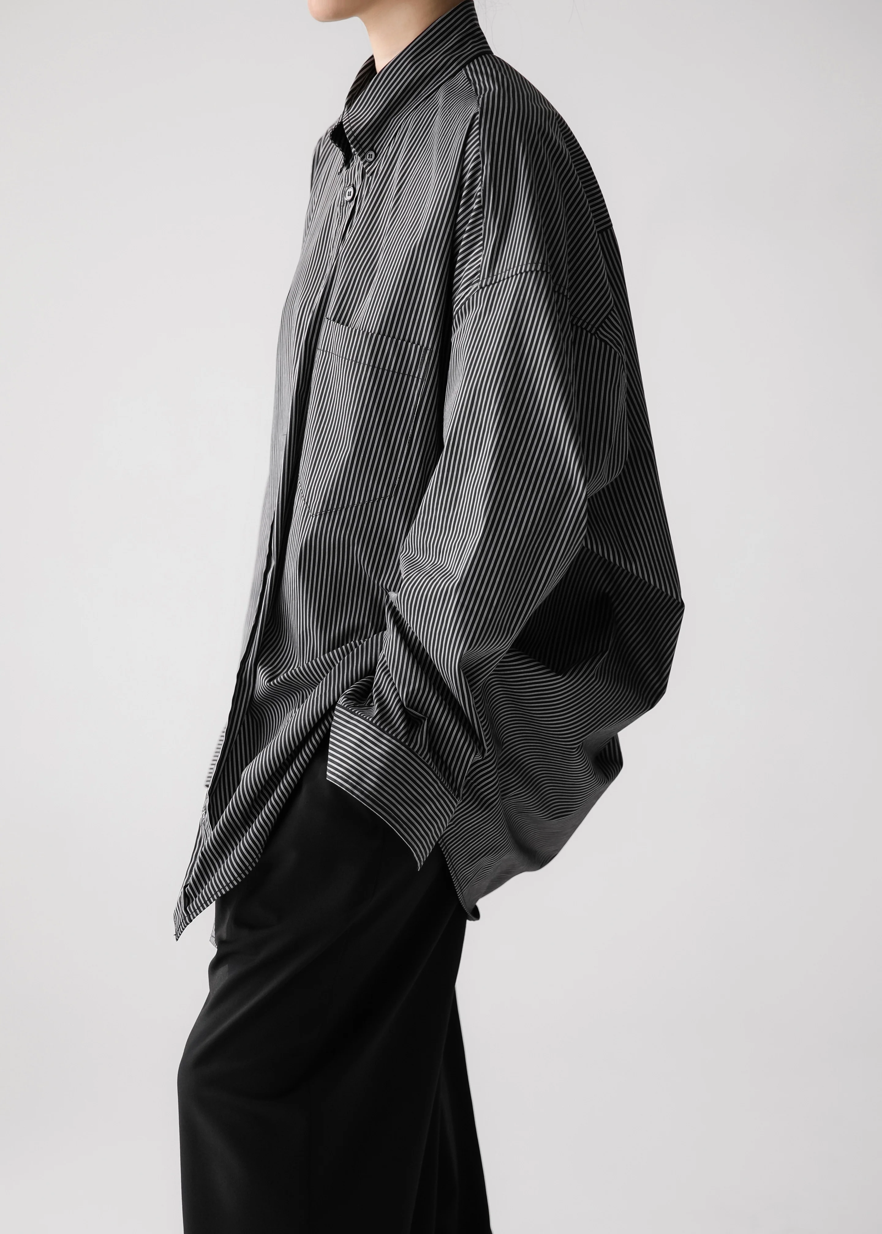 Lioris Oversized Shirt - Black/White Stripe - Image 2