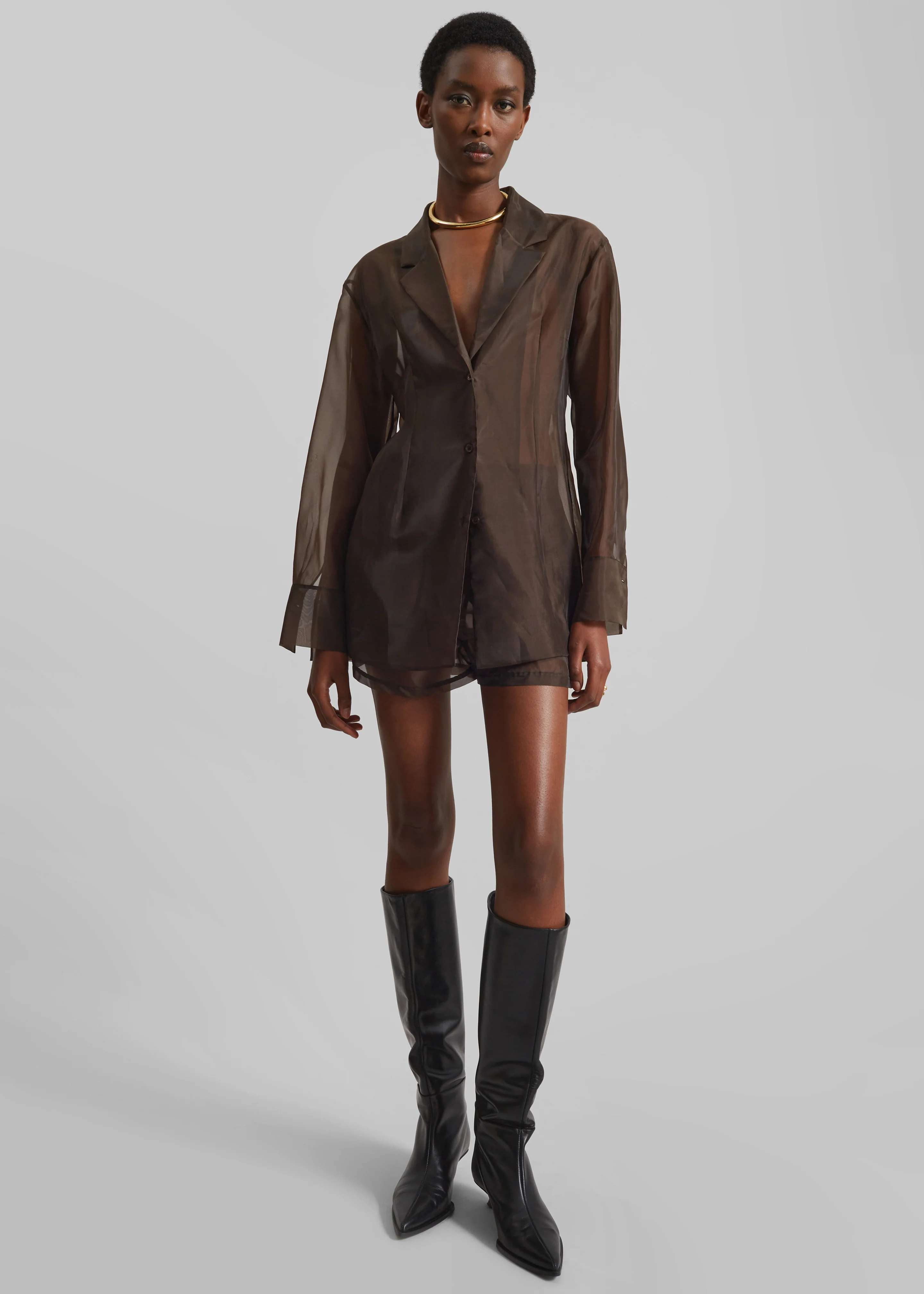 Lise Sheer Blazer - Brown - Image 2