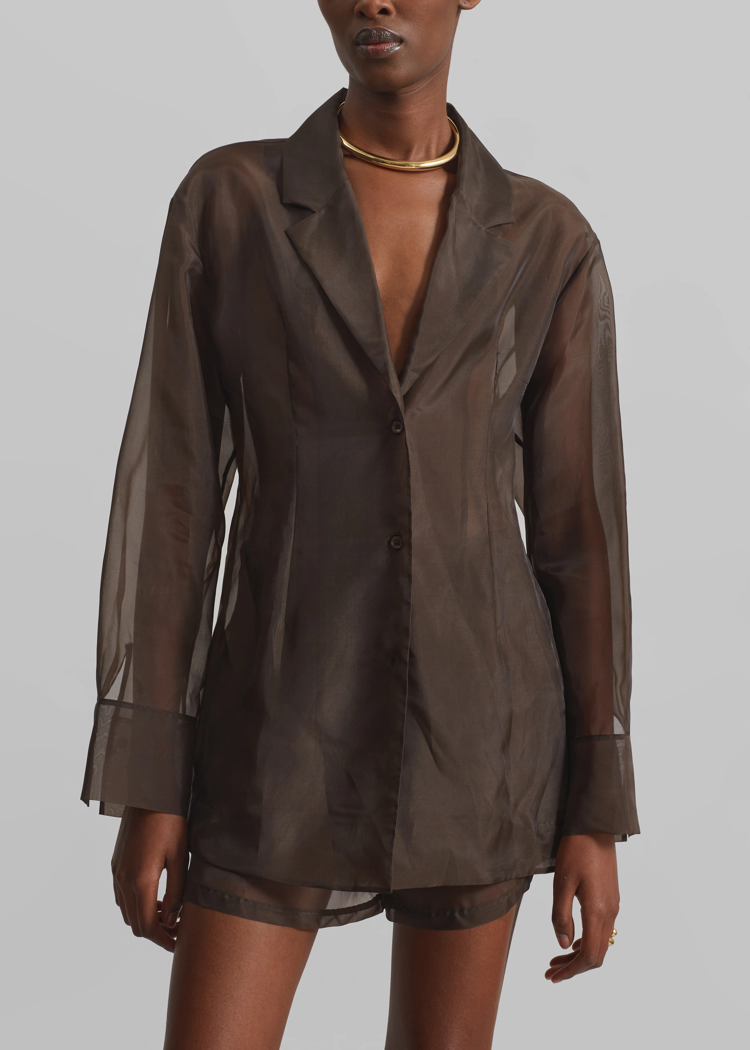 Lise Sheer Blazer - Brown - Image 5