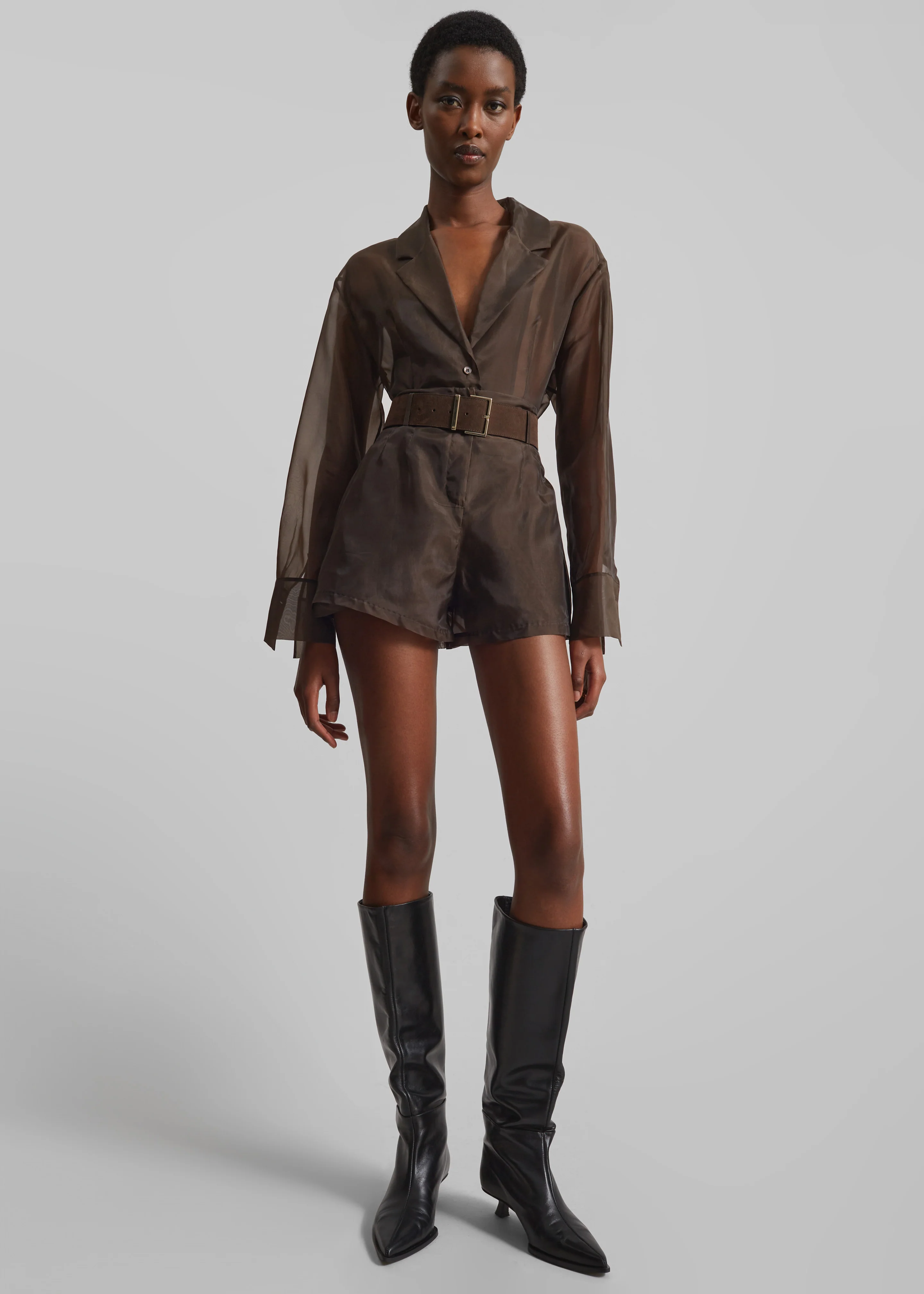 Lise Sheer Shorts - Brown - Image 2