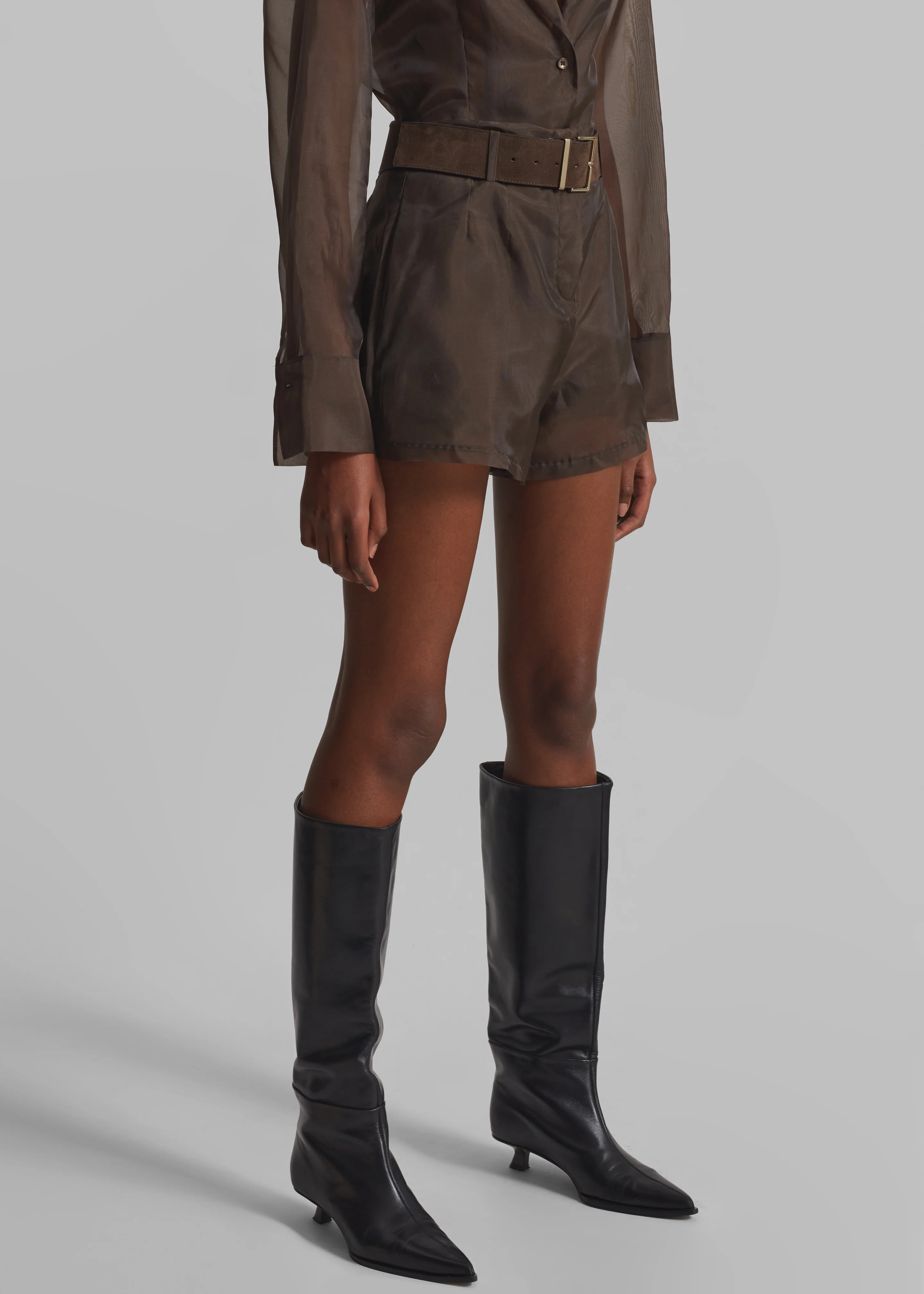 Lise Sheer Shorts - Brown - Image 5