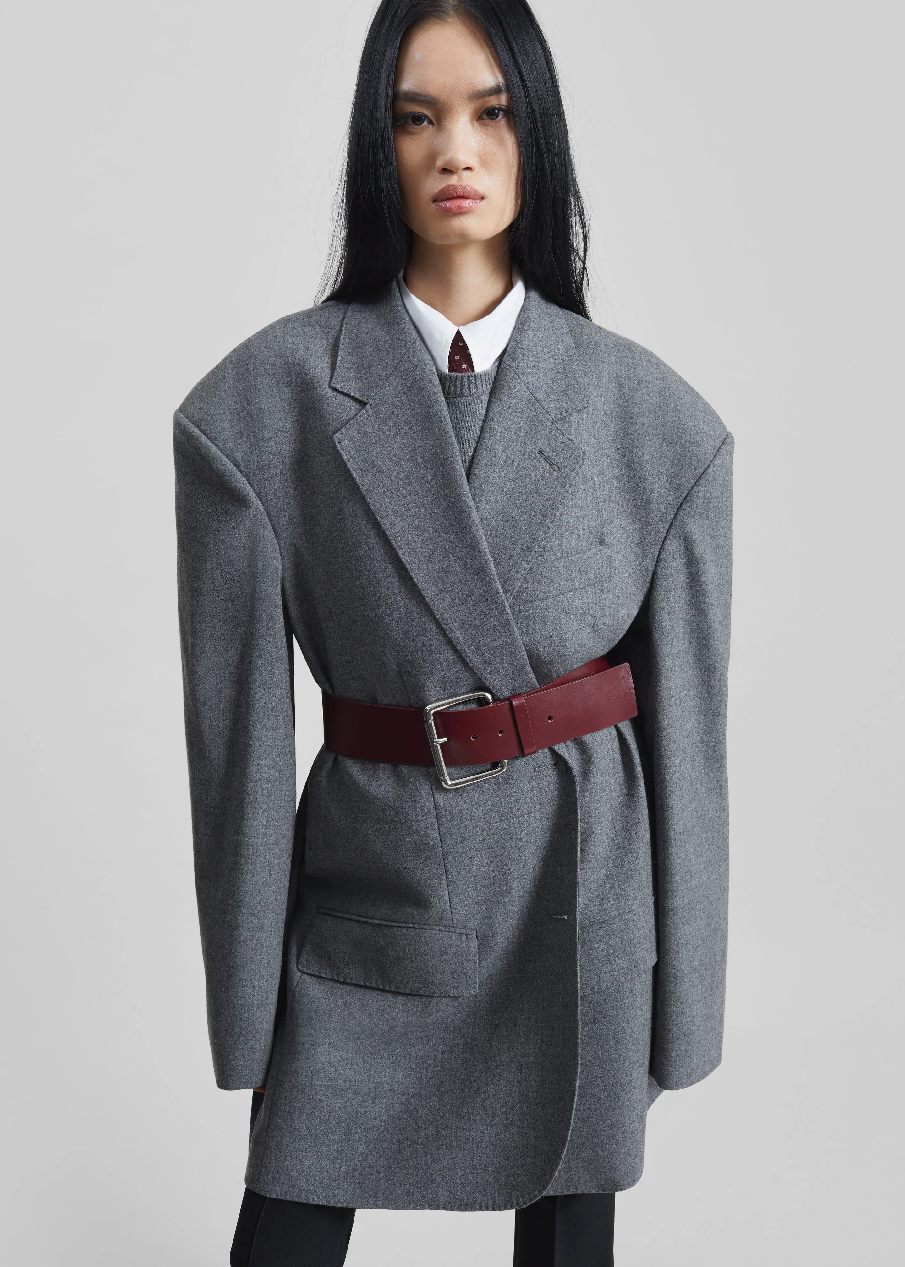 Lismore Wool Oversized Blazer - Grey - Image 2