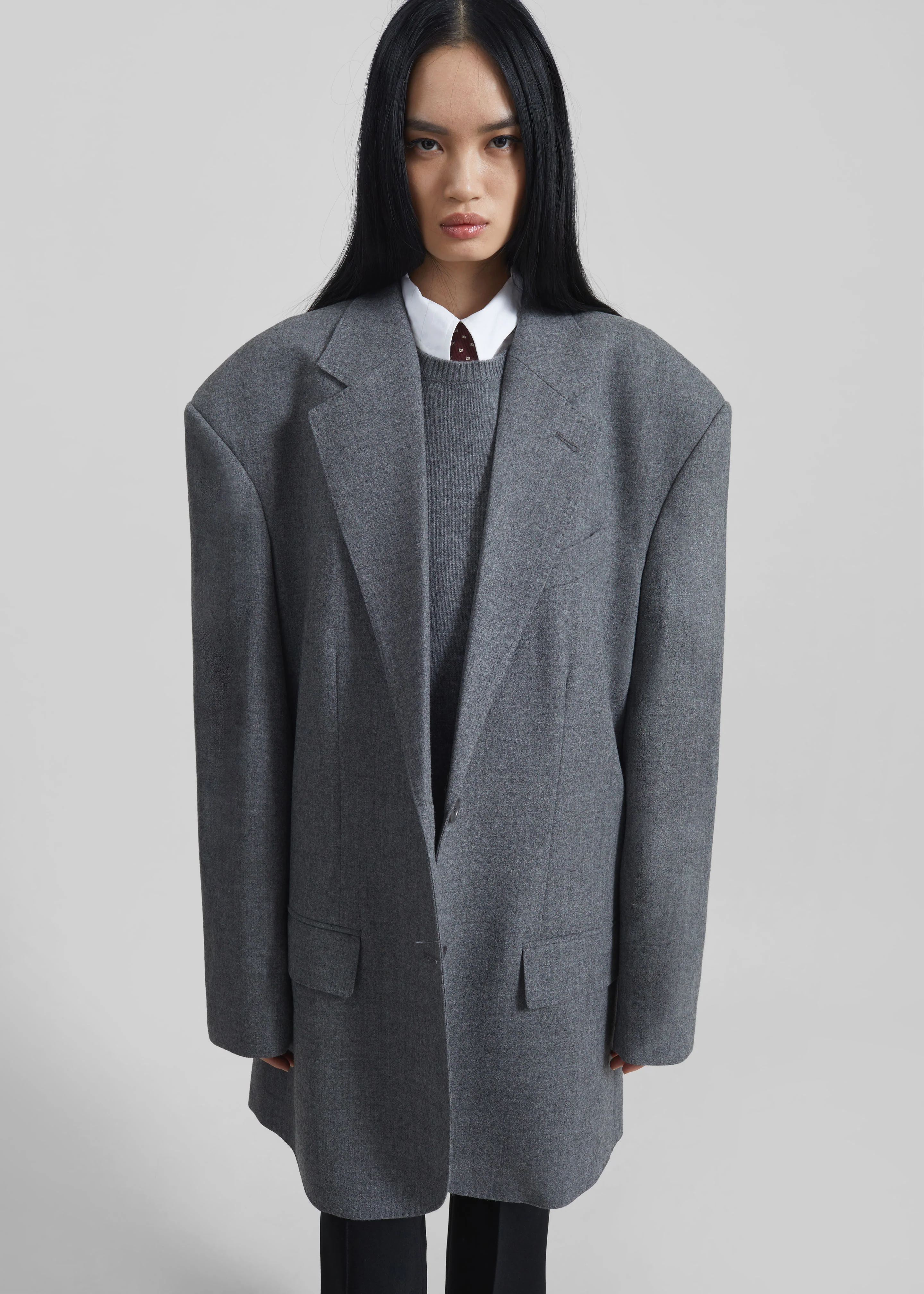 Lismore Wool Oversized Blazer - Grey - Image 3