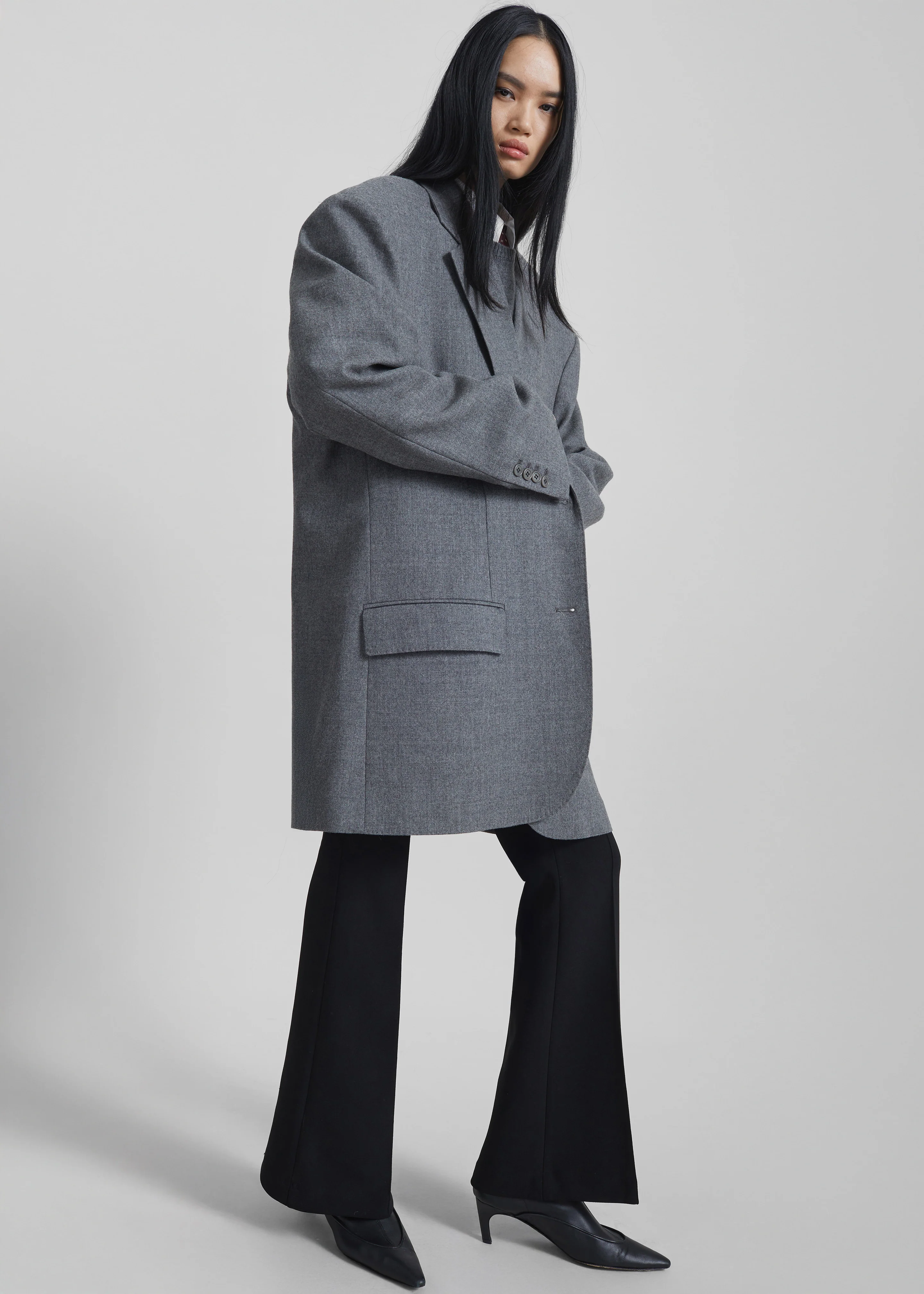 Lismore Wool Oversized Blazer - Grey - Image 5