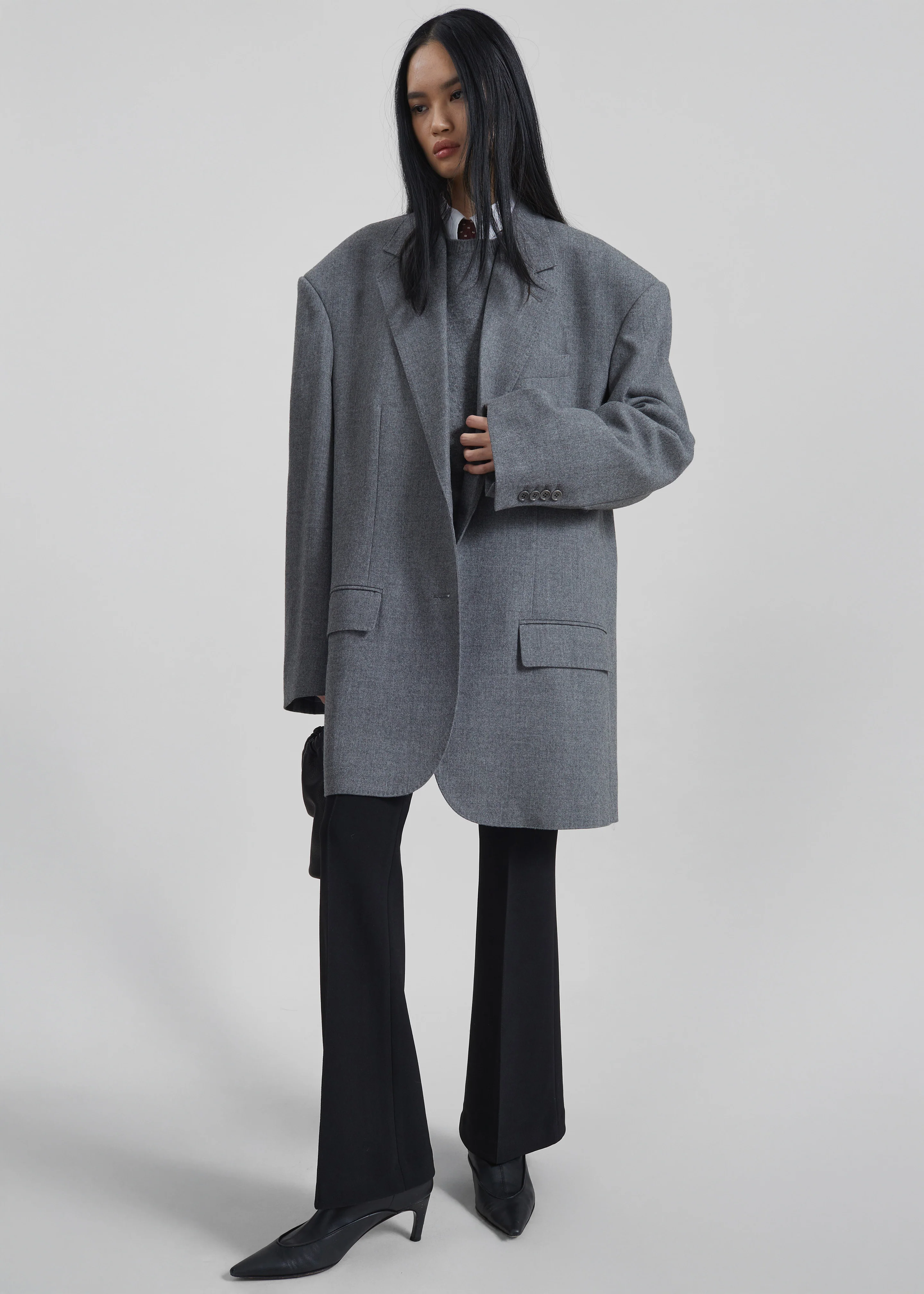 Lismore Wool Oversized Blazer - Grey - Image 7