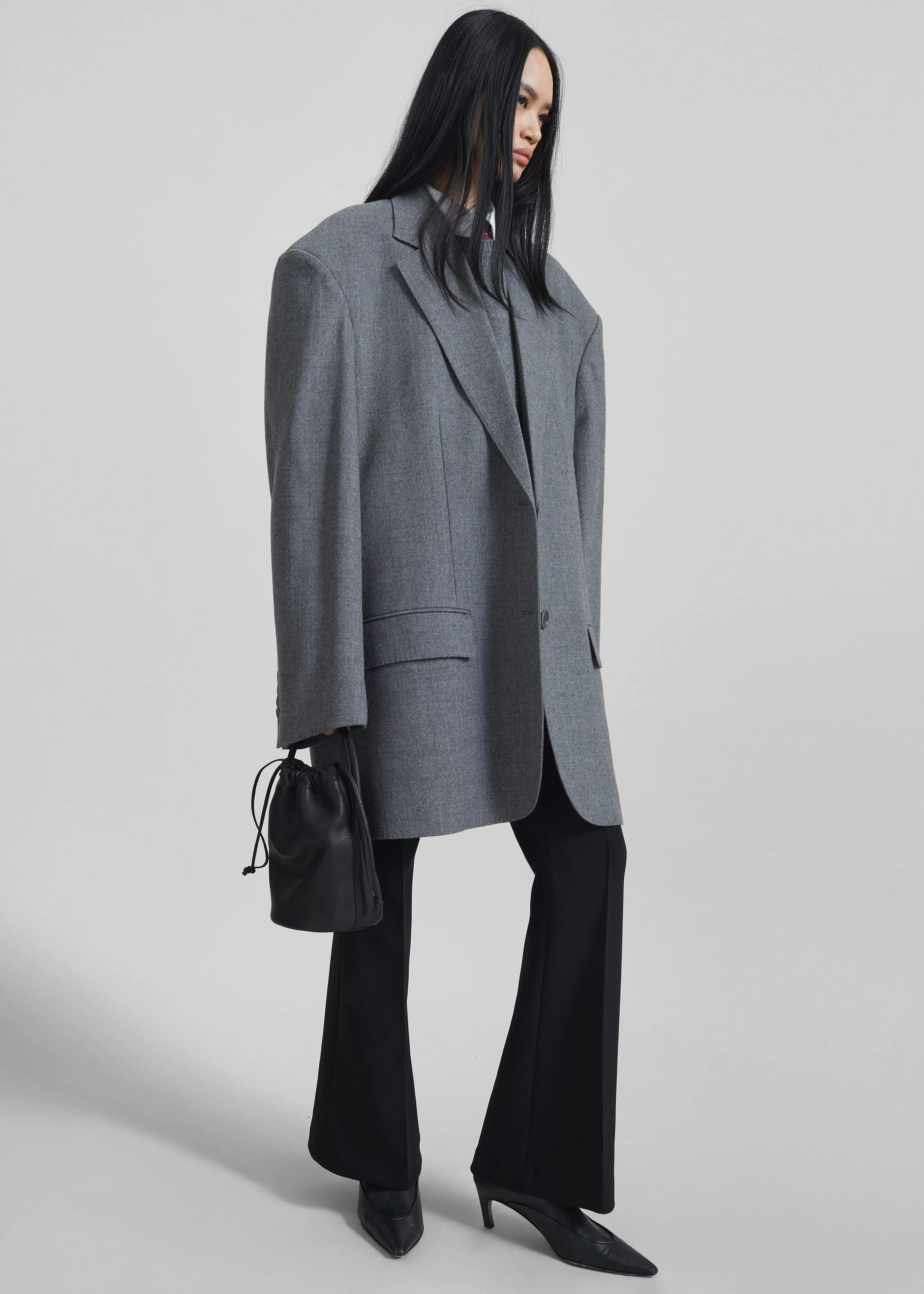 Lismore Wool Oversized Blazer - Grey - Image 8