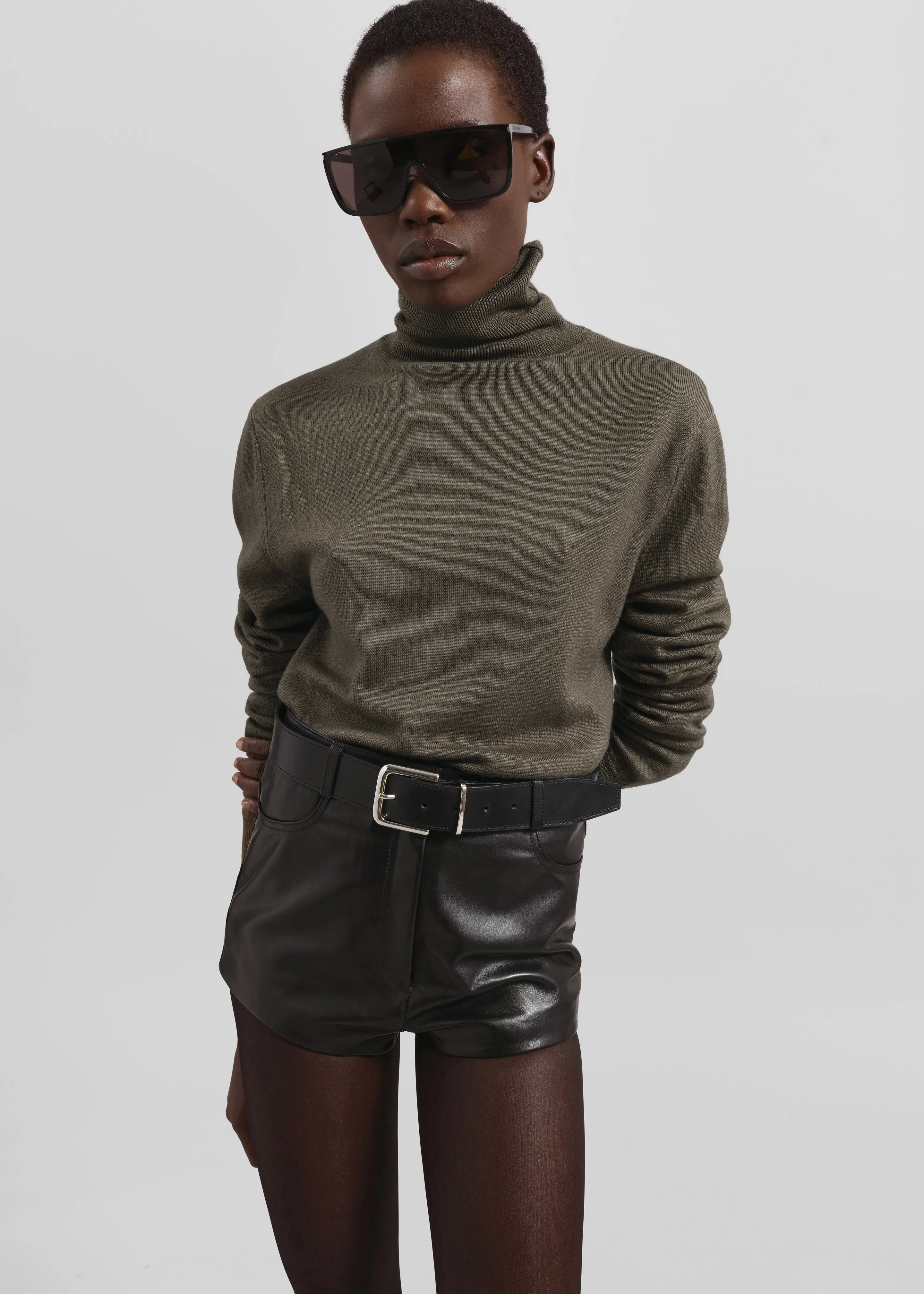 Loen Leather Hot Pants - Black - Image 5