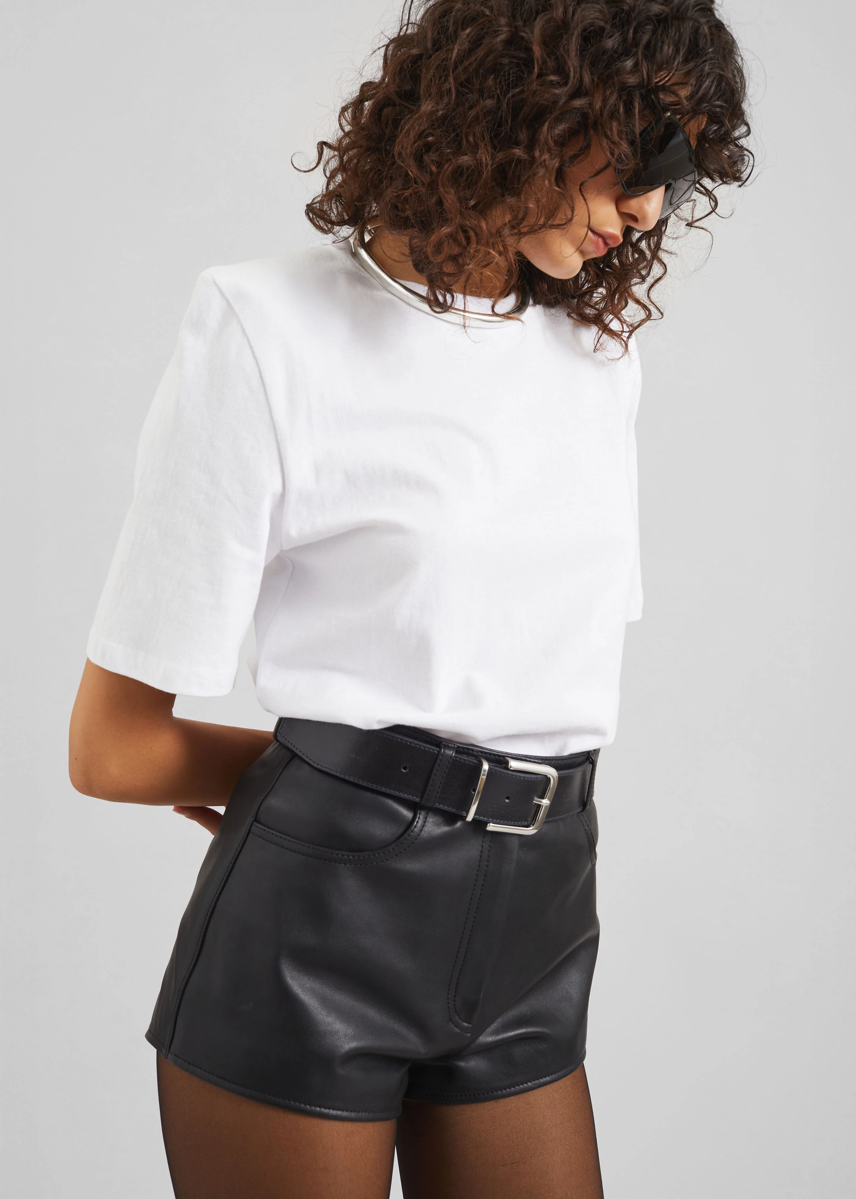 Loen Leather Hot Pants - Black - Image 7