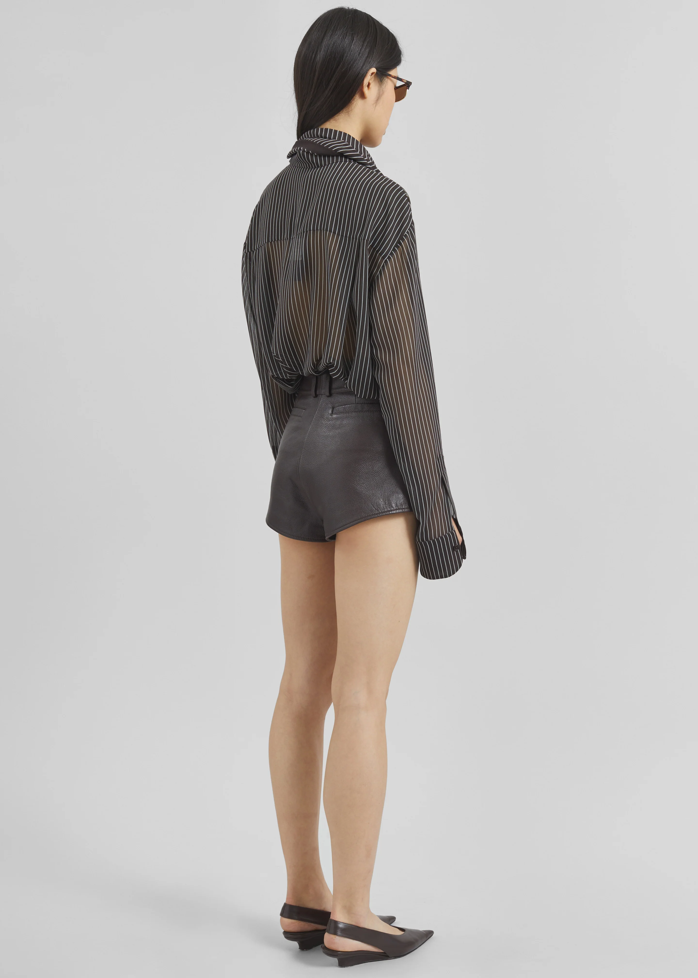 Loen Leather Hot Pants - Vintage Brown - Image 12