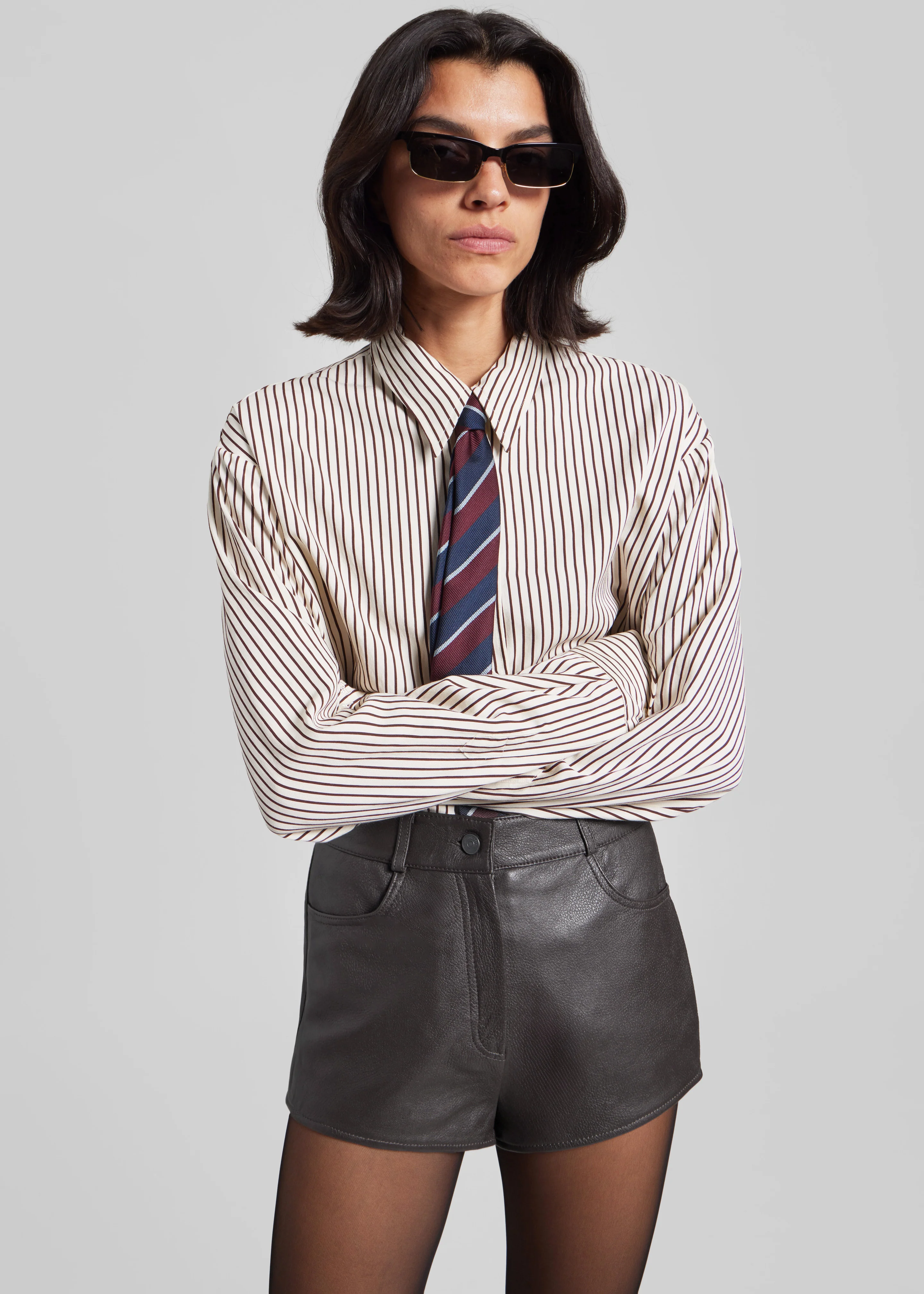 Loen Leather Hot Pants - Vintage Brown - Image 6
