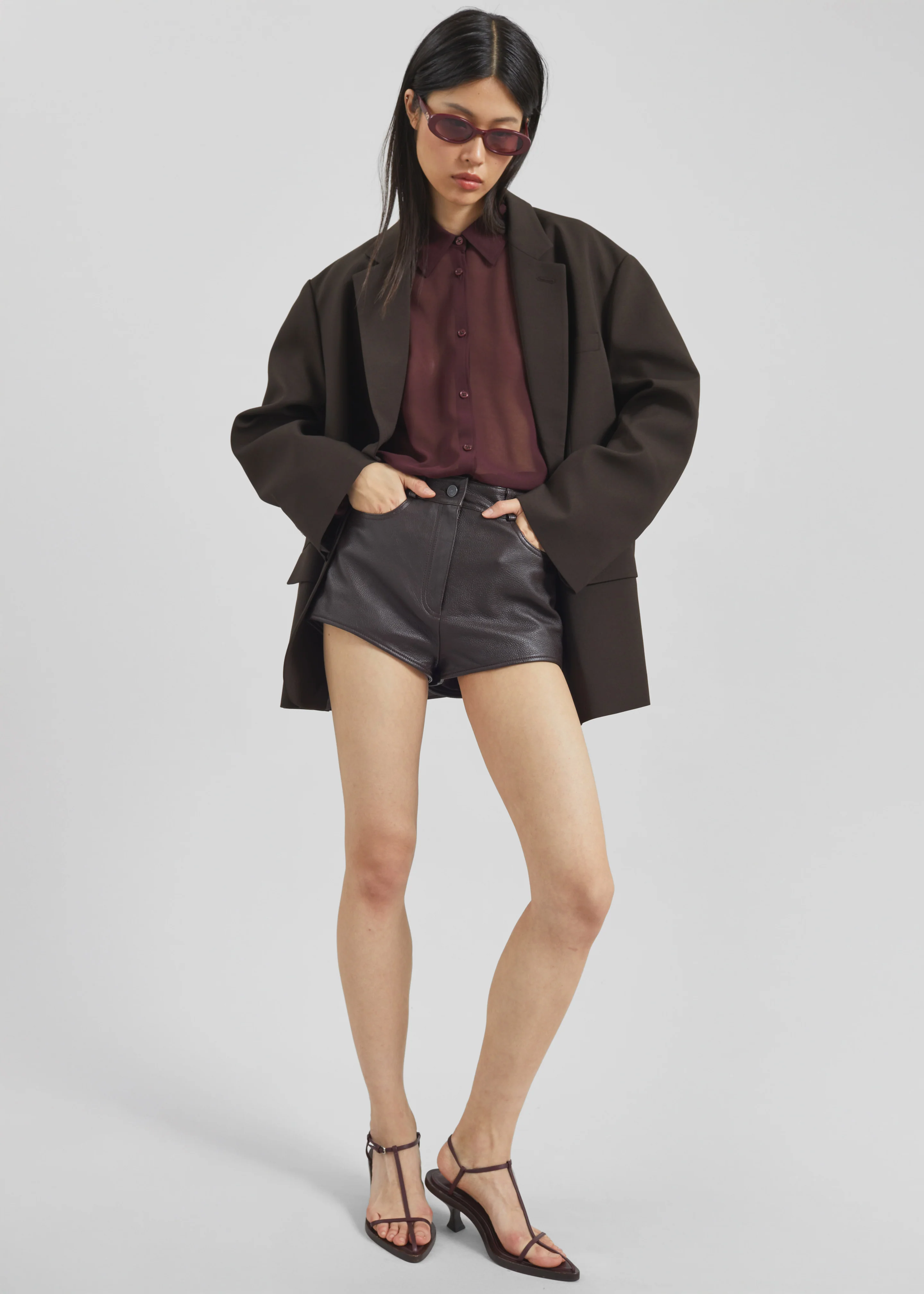 Loen Leather Hot Pants - Vintage Brown - Image 8