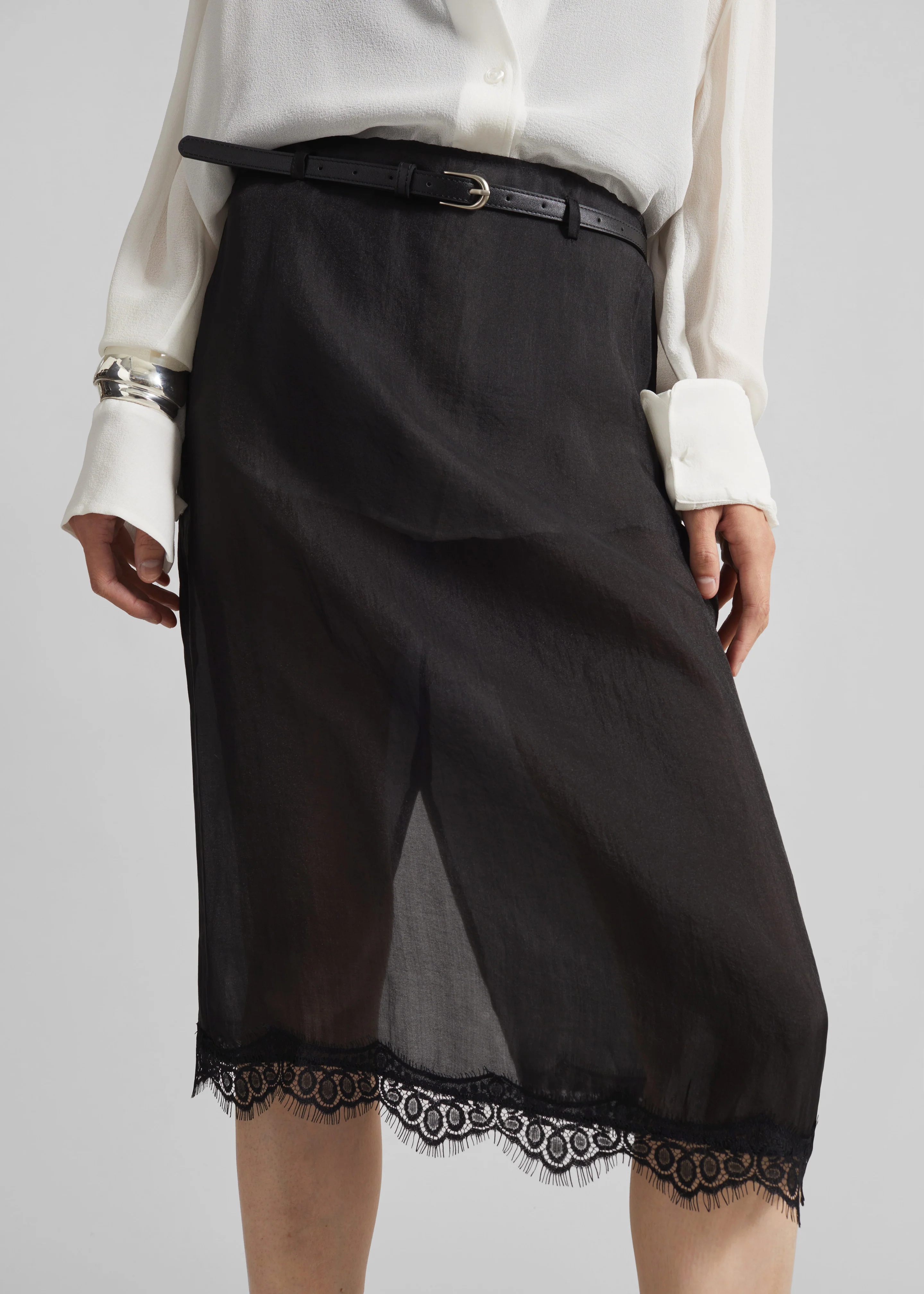 Lolai Sheer Lace Skirt - Black - Image 2