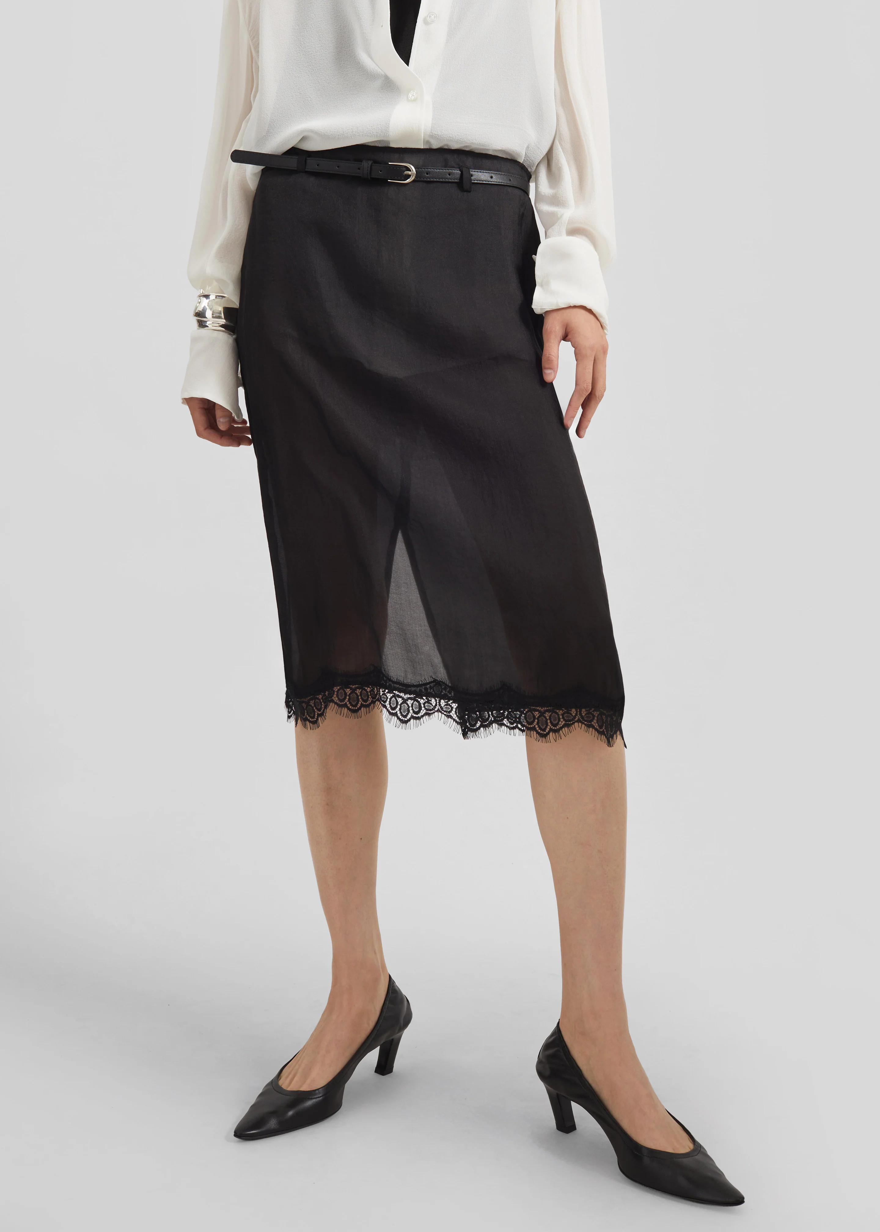 Lolai Sheer Lace Skirt - Black - Image 3