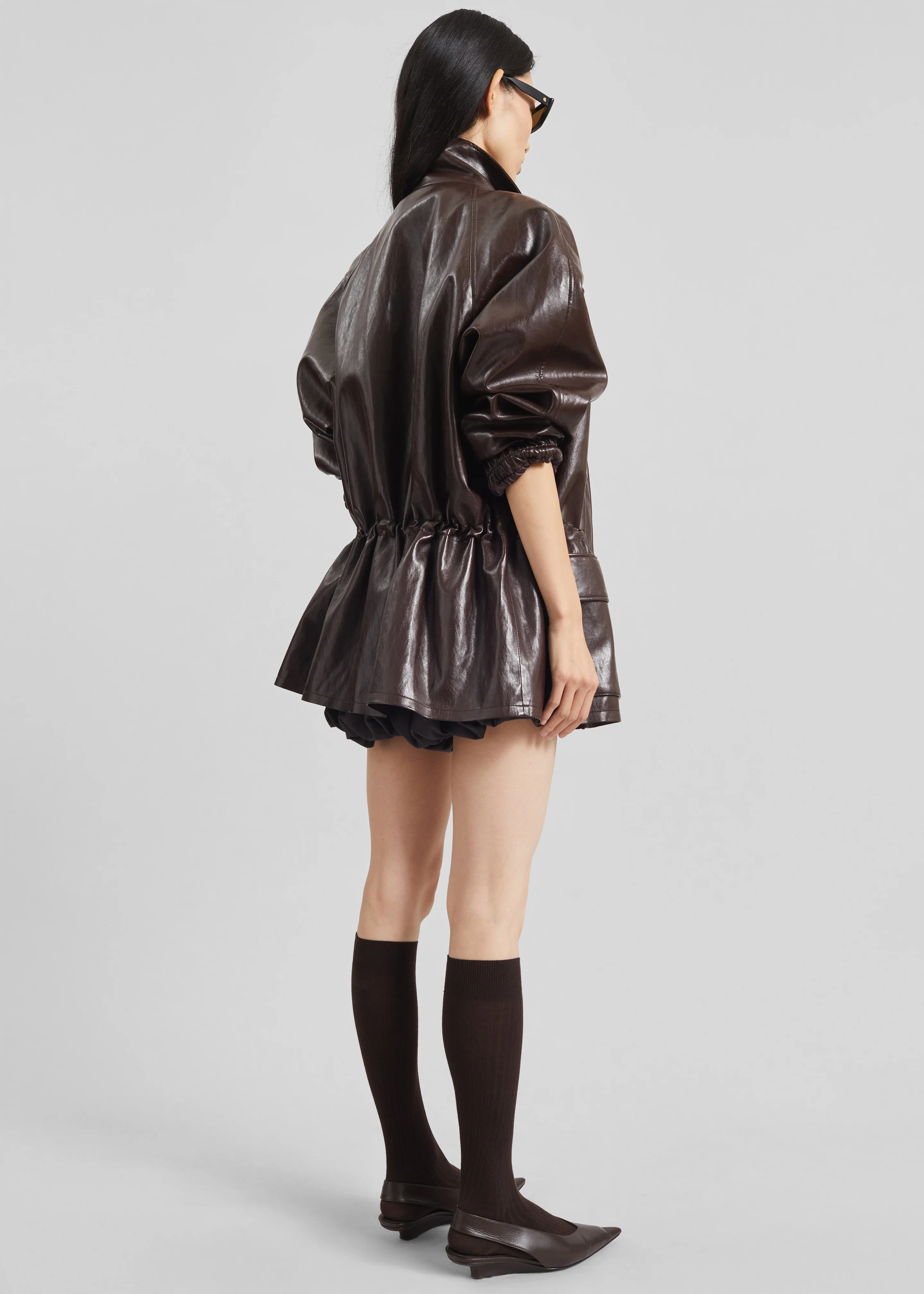Lommel Faux Leather Jacket - Brown - Image 8