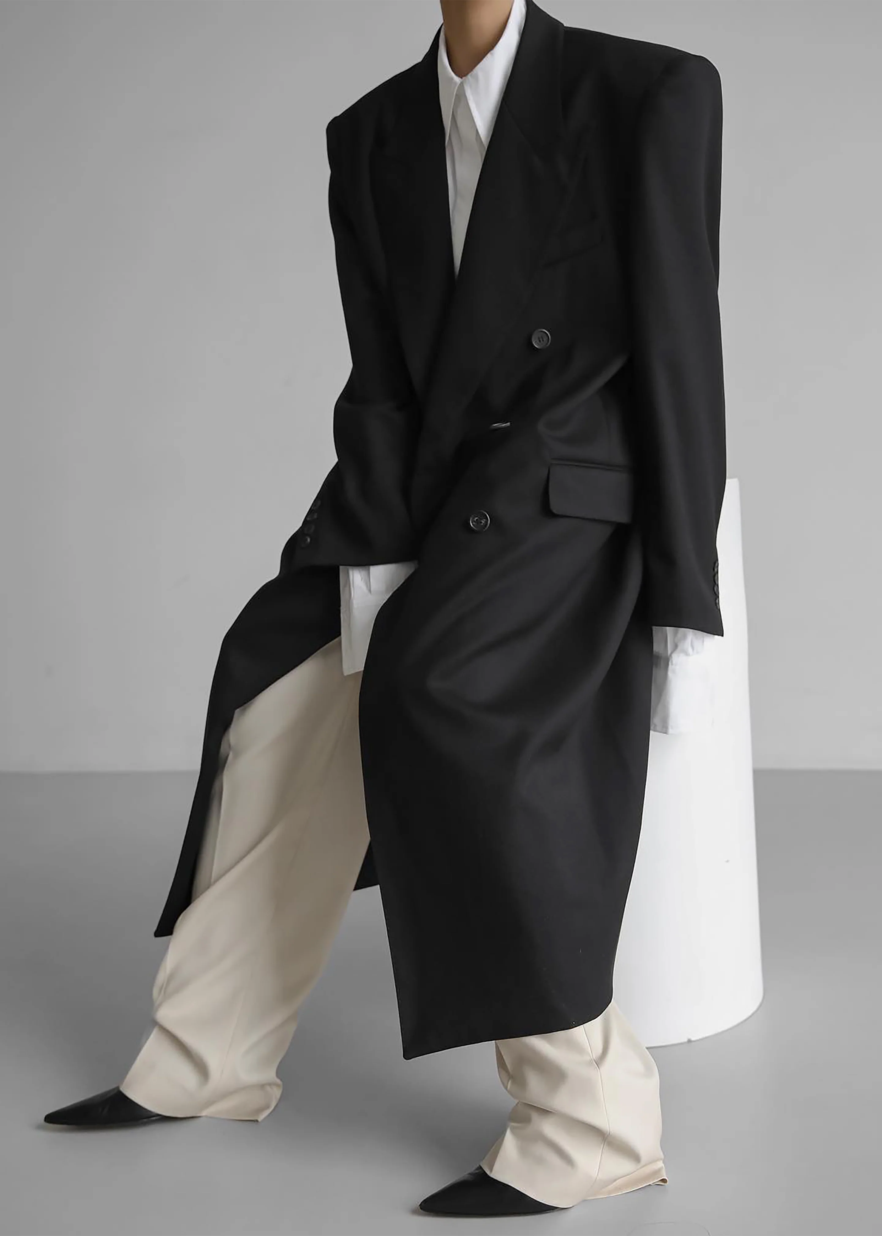 London Double Breasted Coat - Black - Image 10