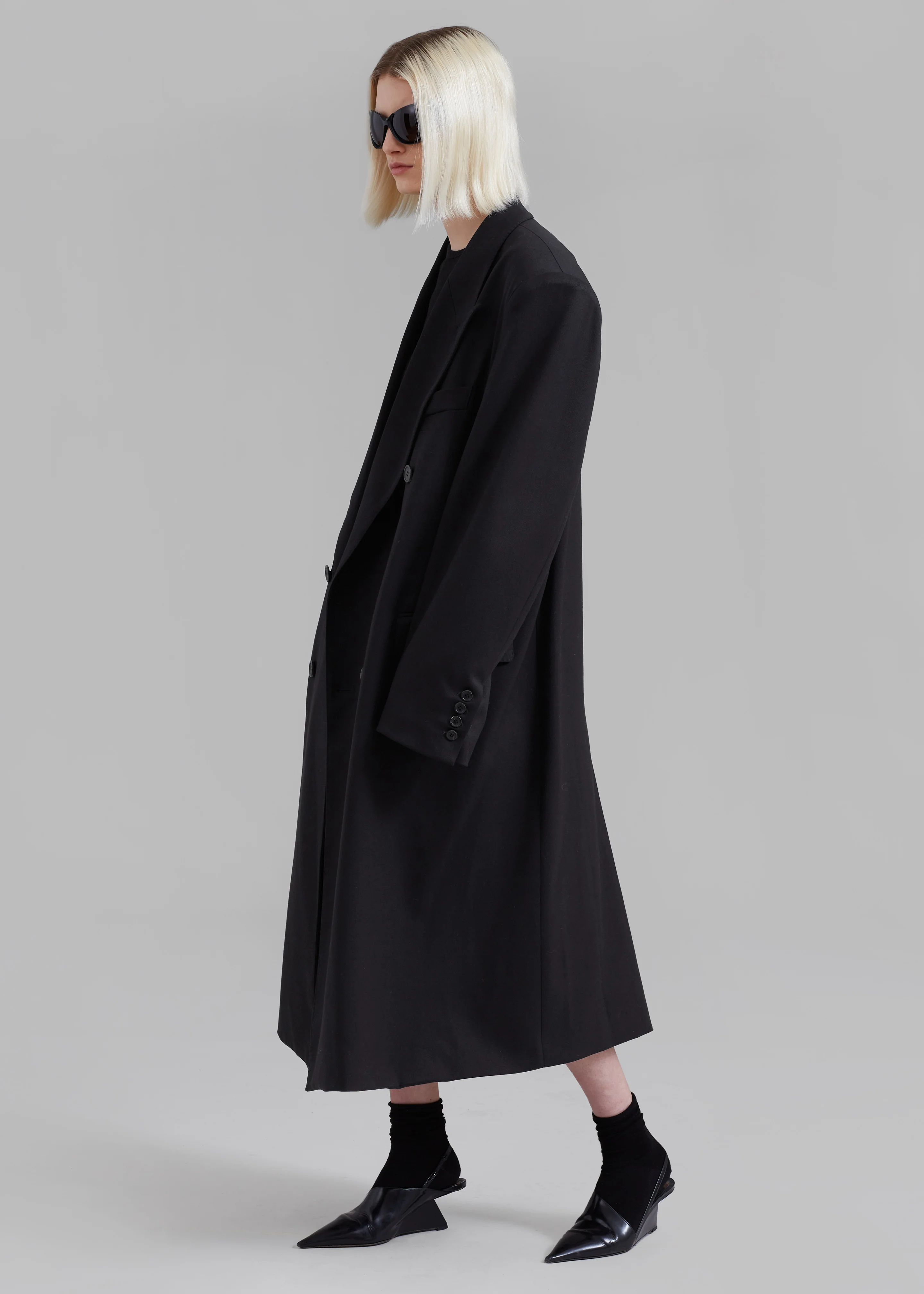 London Double Breasted Coat - Black - Image 9