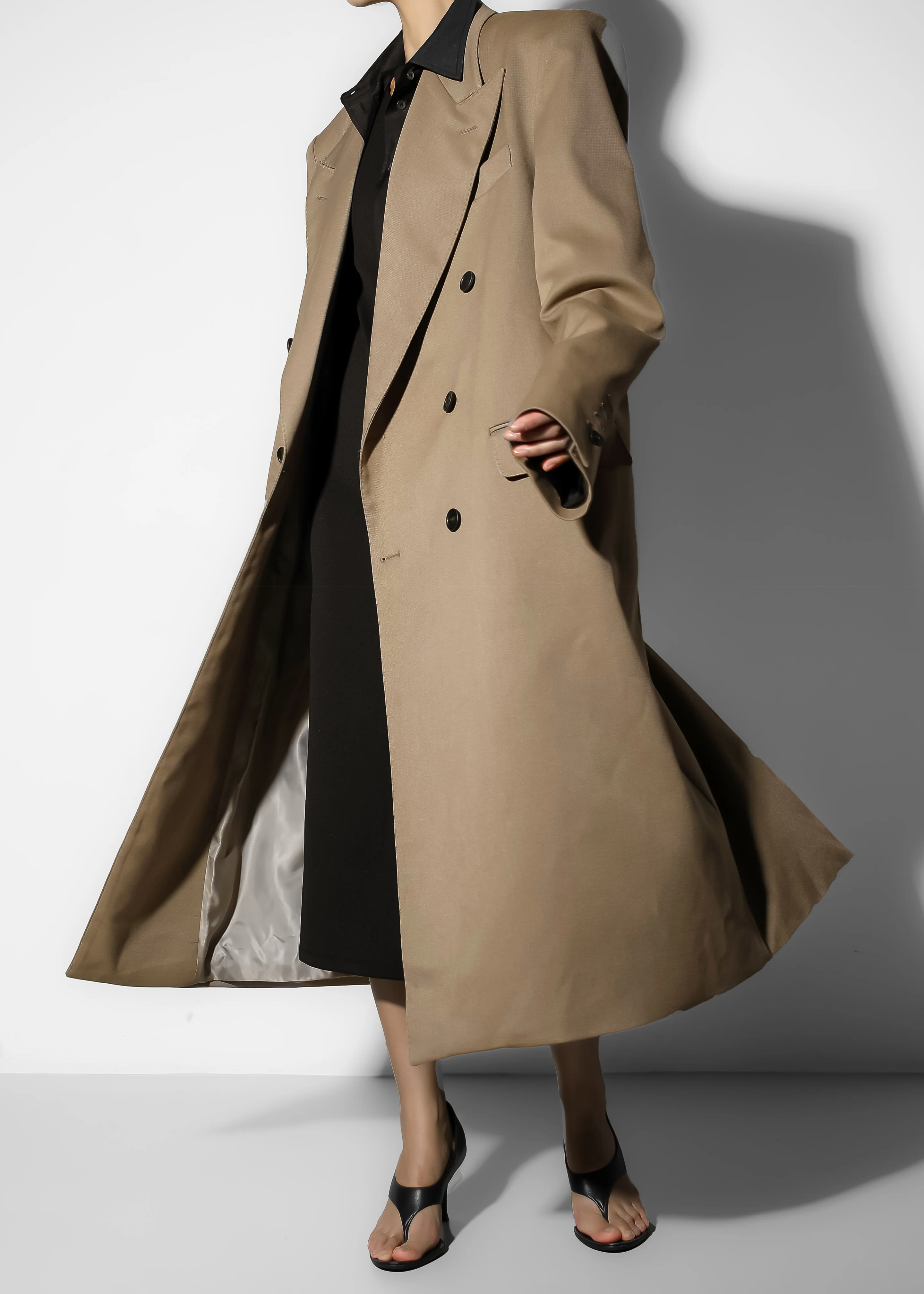 London Double Breasted Coat - Taupe - Image 10