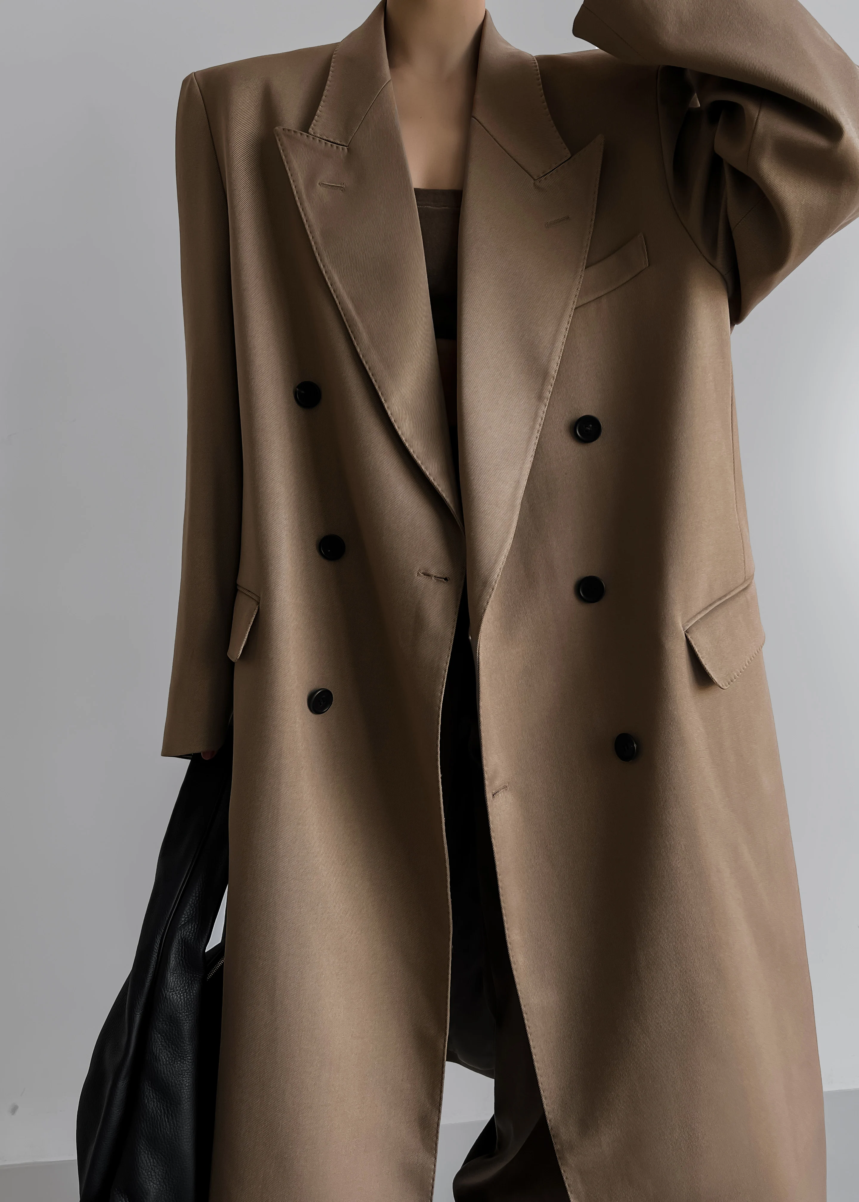 London Double Breasted Coat - Taupe - Image 3