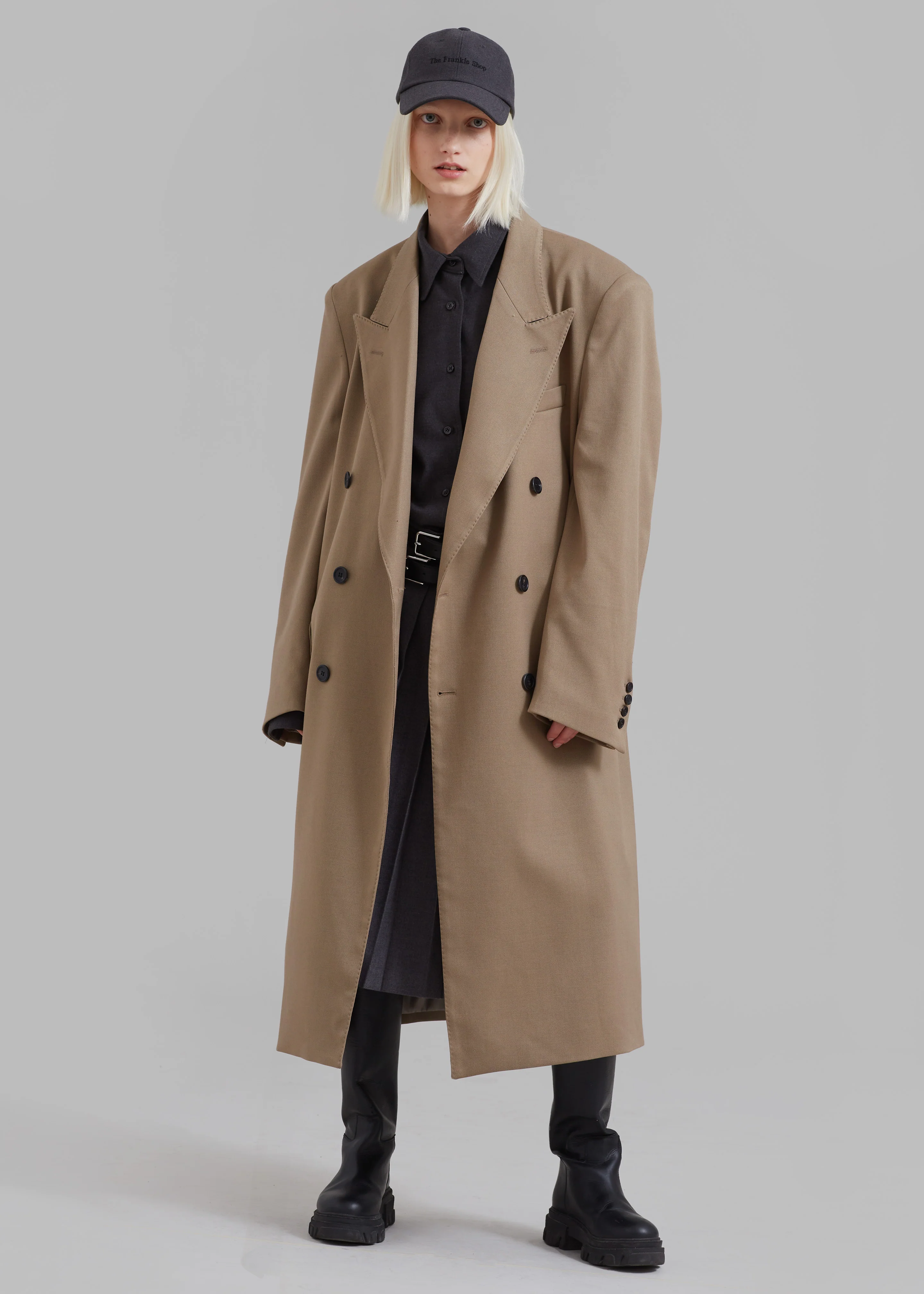 London Double Breasted Coat - Taupe - Image 8