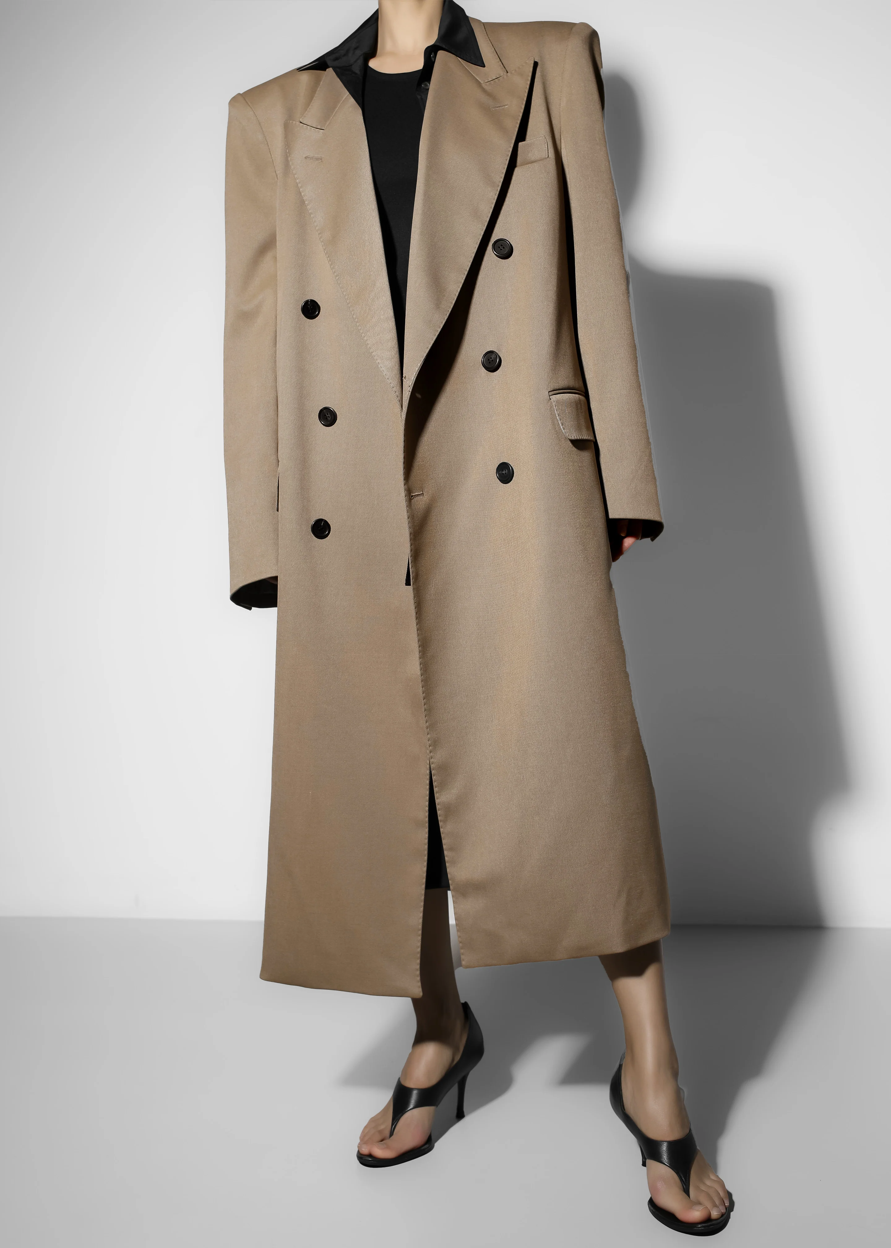 London Double Breasted Coat - Taupe - Image 9