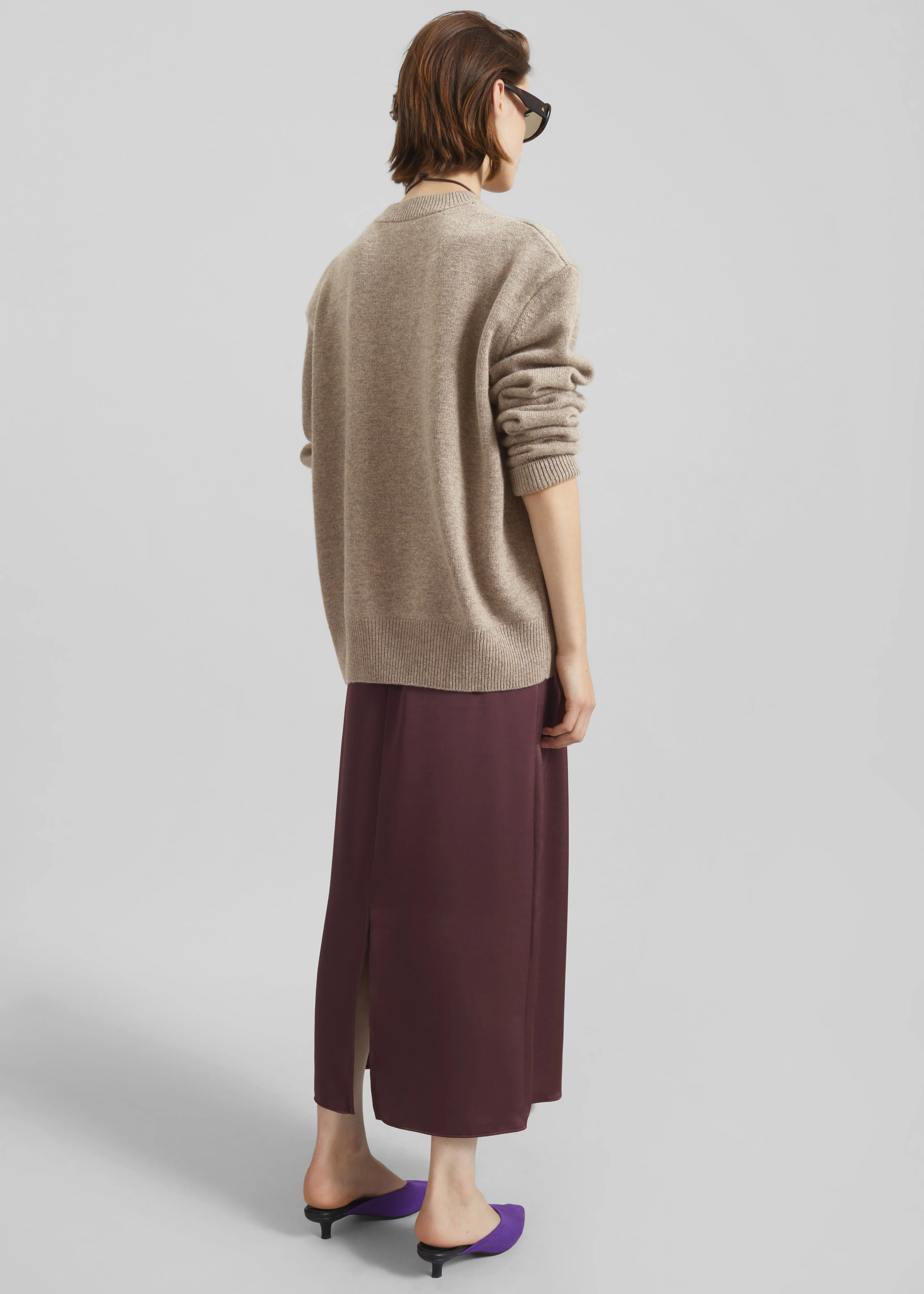 Loray Satin Midi Skirt - Burgundy - Image 6