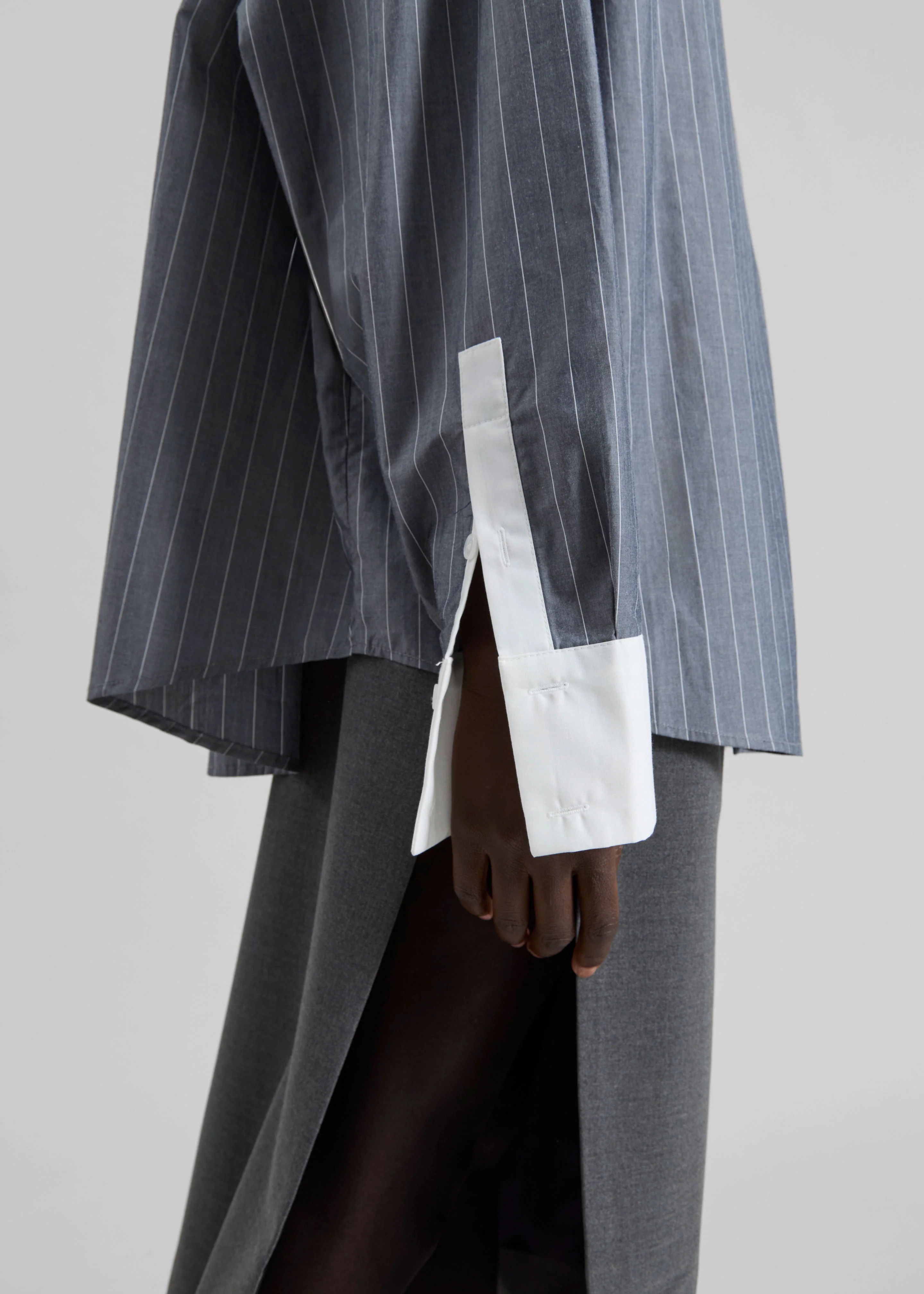 Lorna Shirt - Grey/White Pinstripe - Image 4