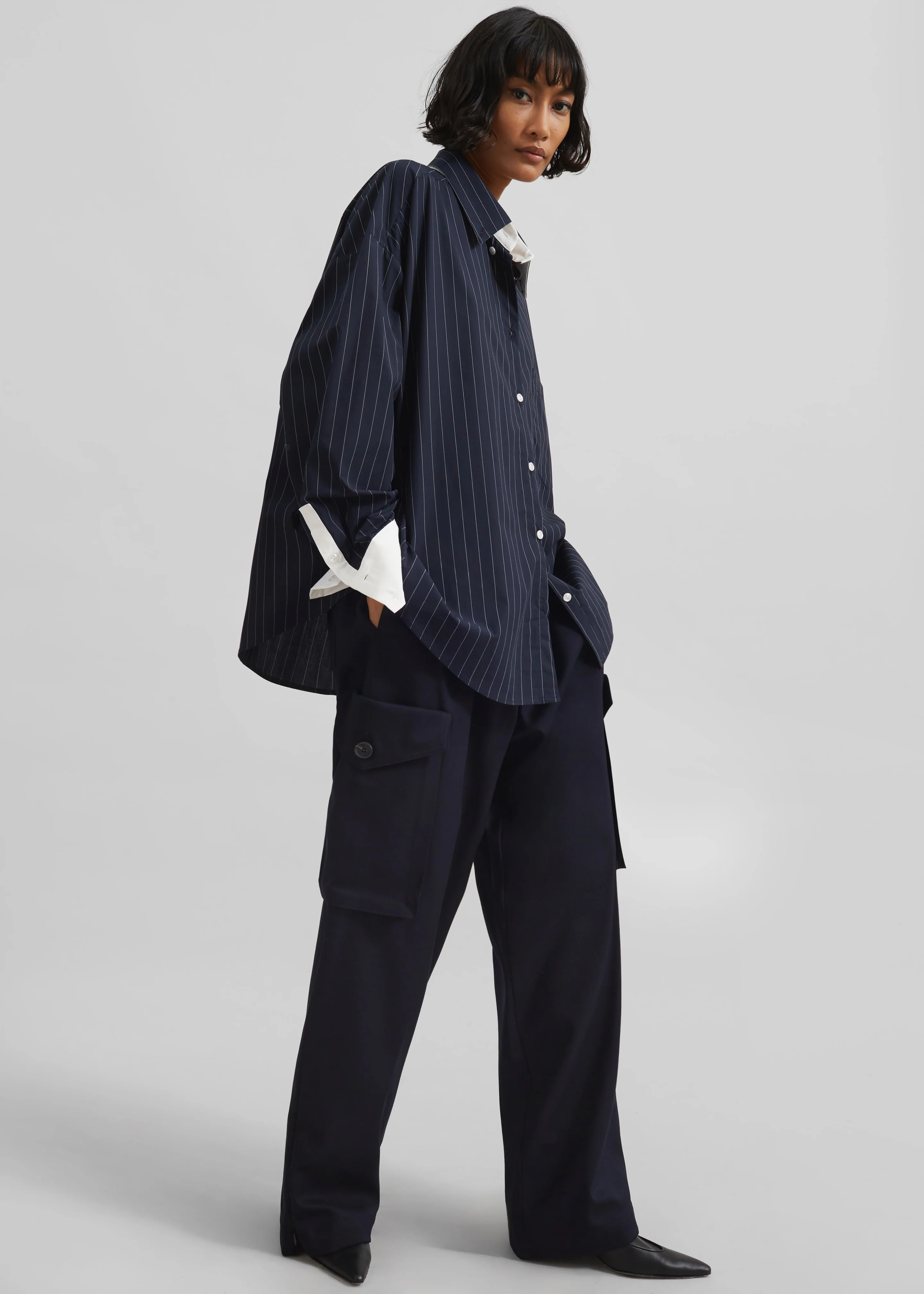 Lorna Shirt - Navy/White Pinstripe - Image 4