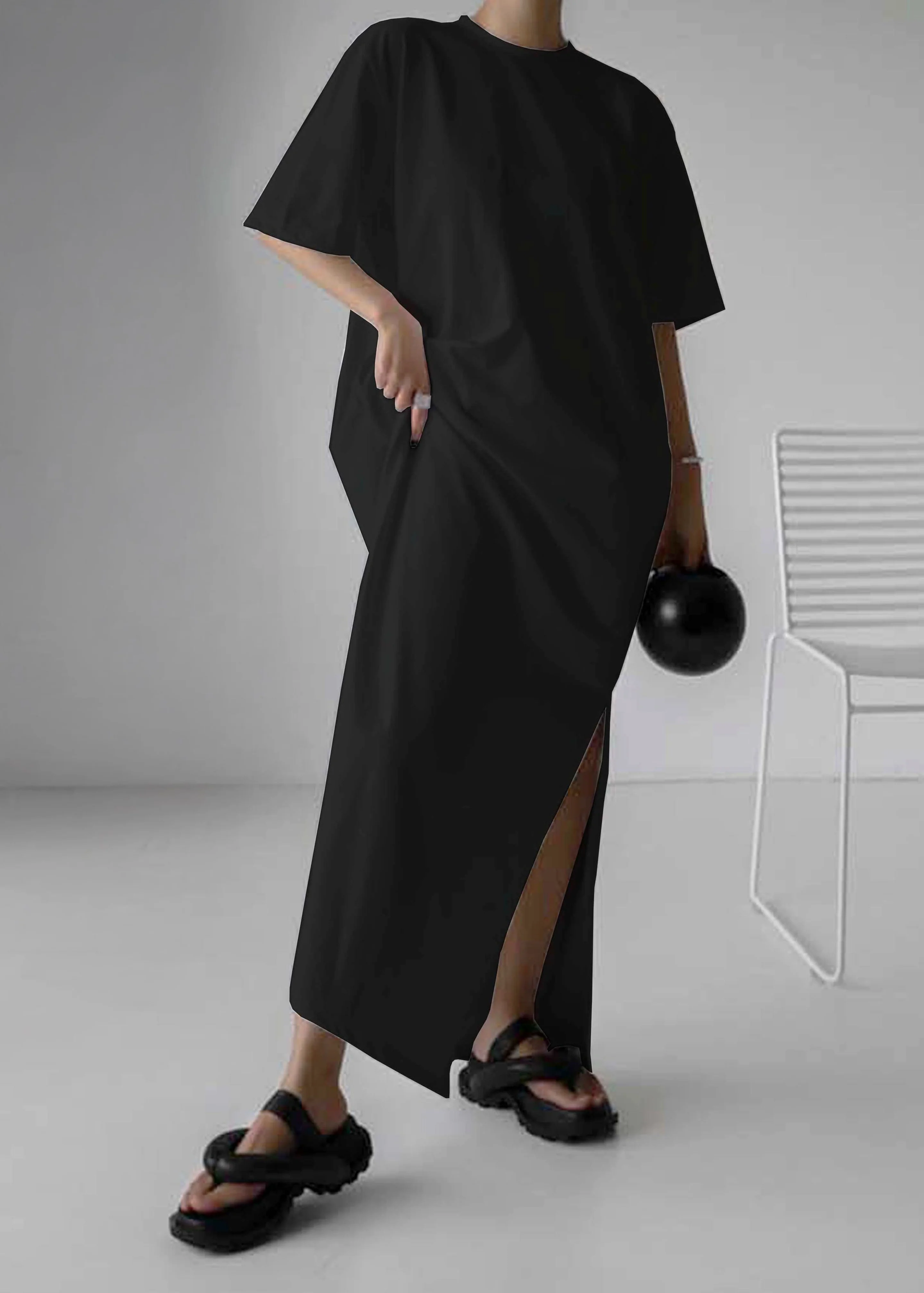 Lou Oversized Tee Dress - Black - Image 2