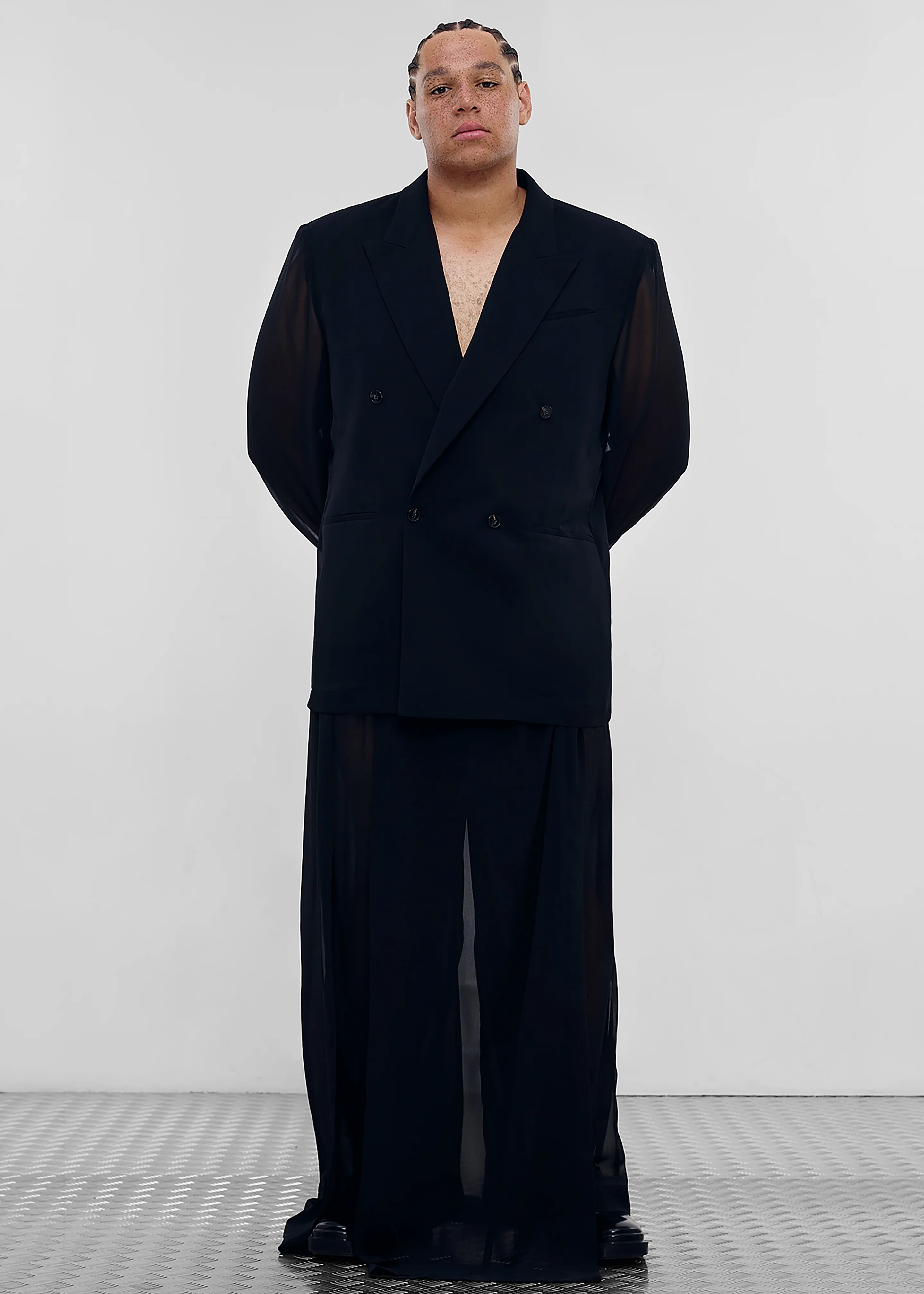 Louis Gabriel Nouchi 4-Button Double-Breasted Sheer Jacket - Black - Image 5
